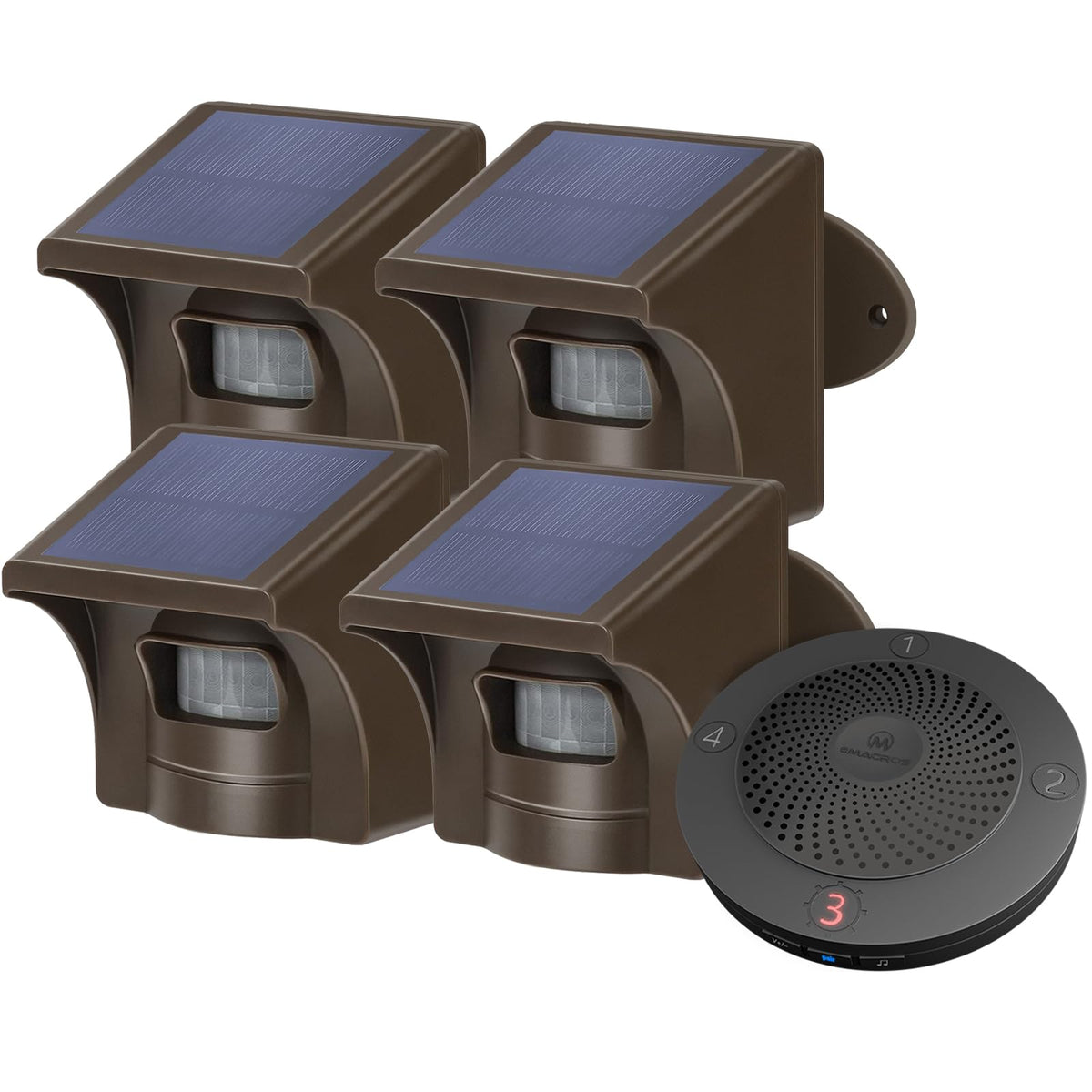Solar Wireless Driveway Alarm, 1 Plug-in Receiver & 4 Sensors