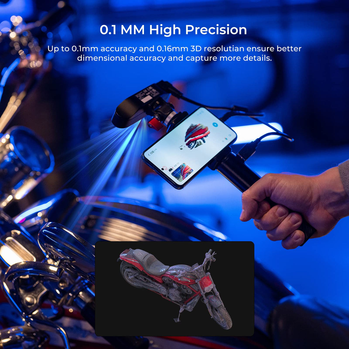 Creality CR-Scan Ferret 3D Scanner for 3D Printing Handheld Scanner 30 FPS Scanning Speed 0.1mm Accuracy Full Color for Android Phone PC Win 10/11