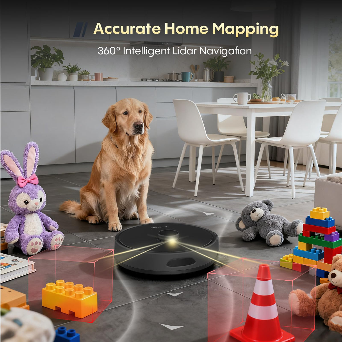 Robot Vacuum and Mop with Self-Emptying Station, 90 Days Hands-Free Robotic Vacuum Cleaner, 10000Pa Super Suction, LiDAR Navigation, Smart Mapping, WiFi/App/Voice Control for Home Pet Hair Hard Floors