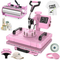 Seeutek Heat Press 5in 1 Heat Press Machine 12x15 Inch Sublimation T Shirt Pressing with 30OZ 20OZ Tumbler Heat Press 360° Swing Away Heat Transfer Combo for T-Shirts, Hats, Mugs, Plates-Lavender