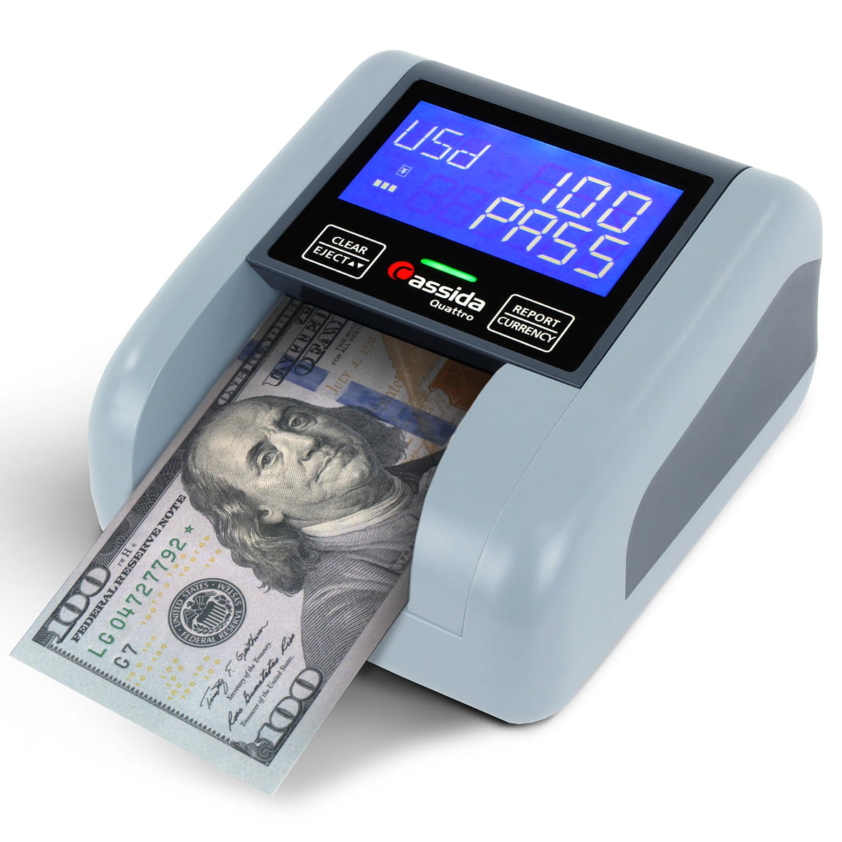 Cassida Omni-ID 2-in-1 Currency Counterfeit Detector with UV Identification Verification Lights – Bill Checker with Infrared, Magnetic and Ultraviolet Sensors - Pass/Fail Display (Pass/Fail + UV)