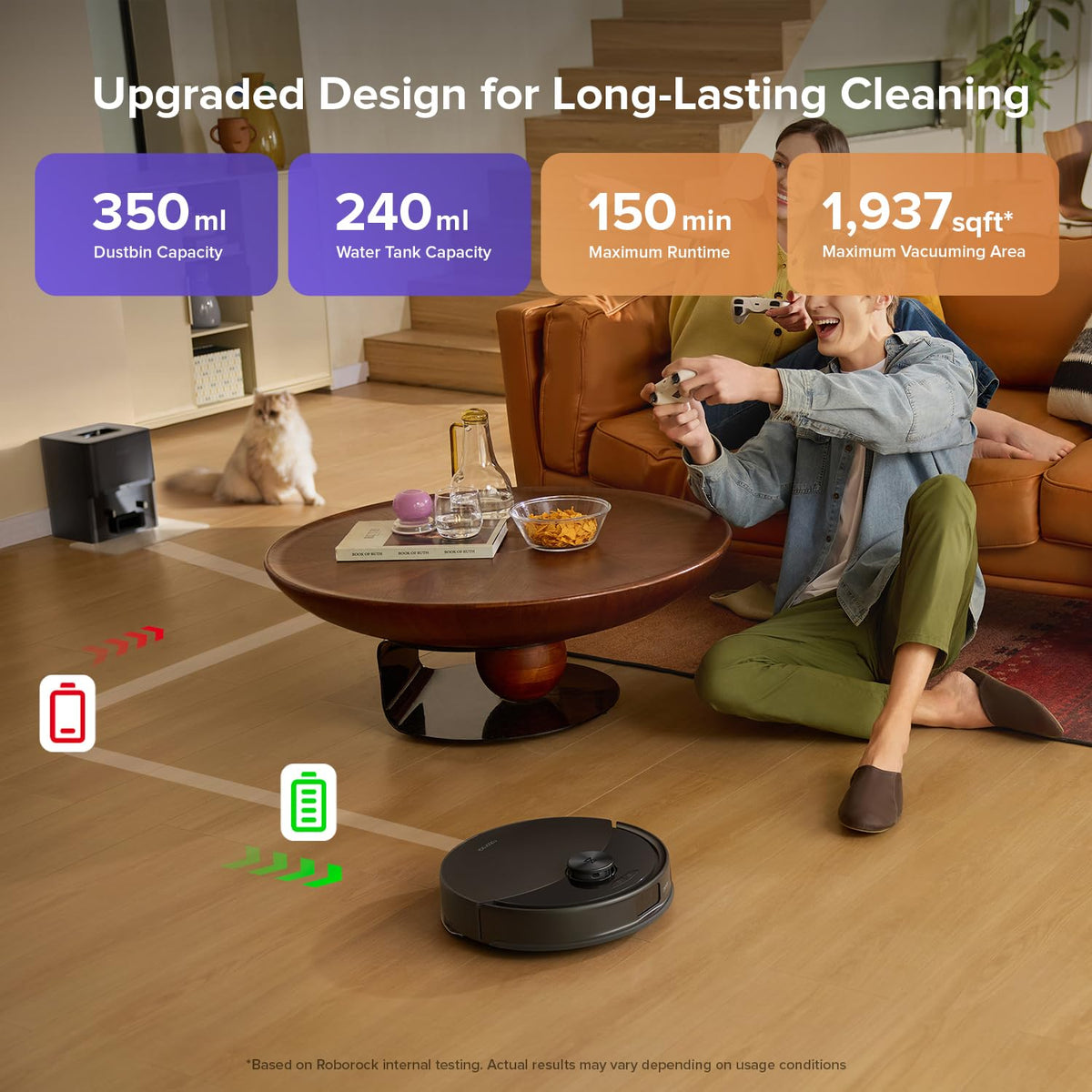 roborock Q10 S5+ Robot Vacuum and Mop, 10,000Pa Suction