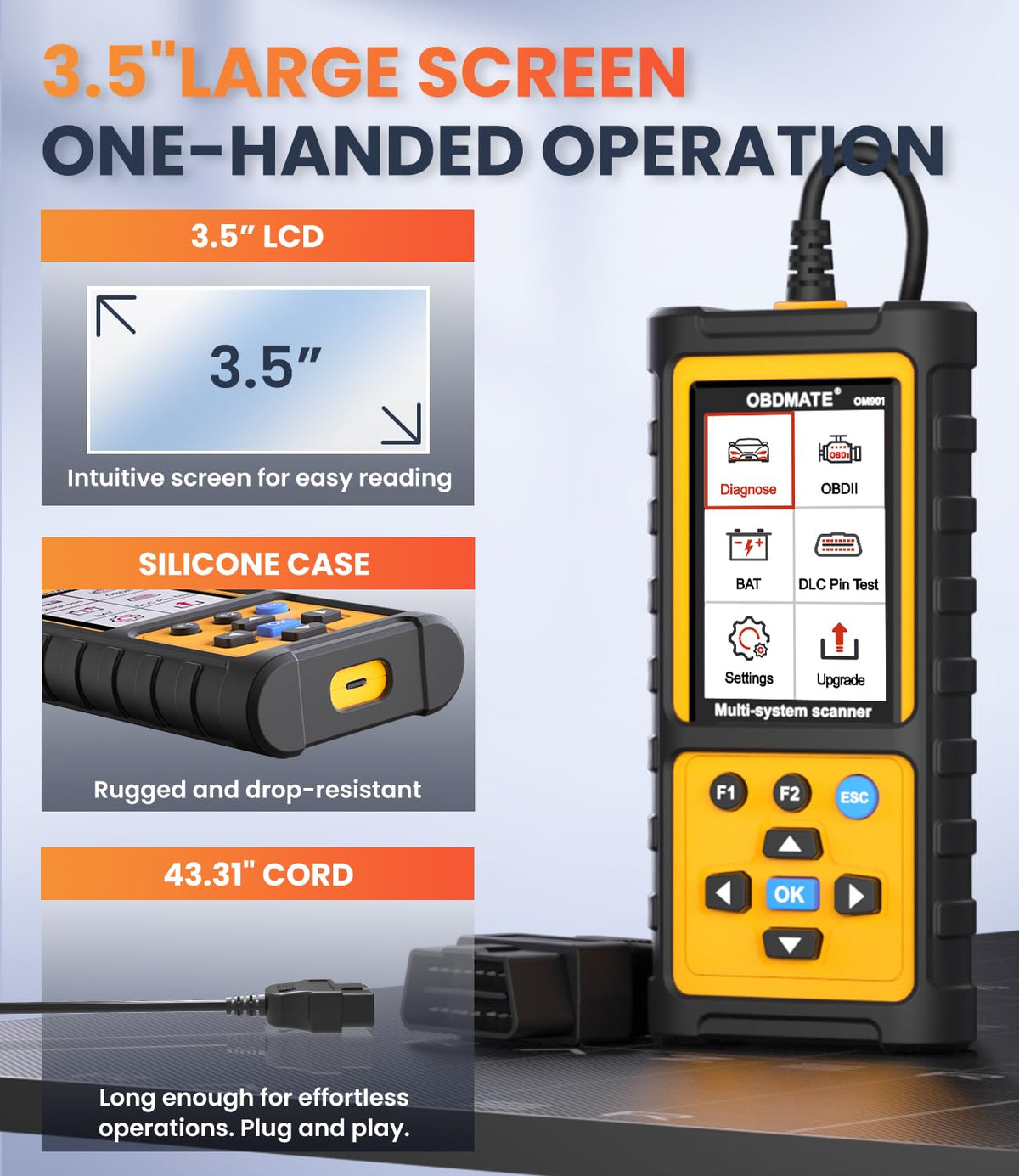 OBD2 Scanner with ABS SRS Transmission Diagnostic Tool