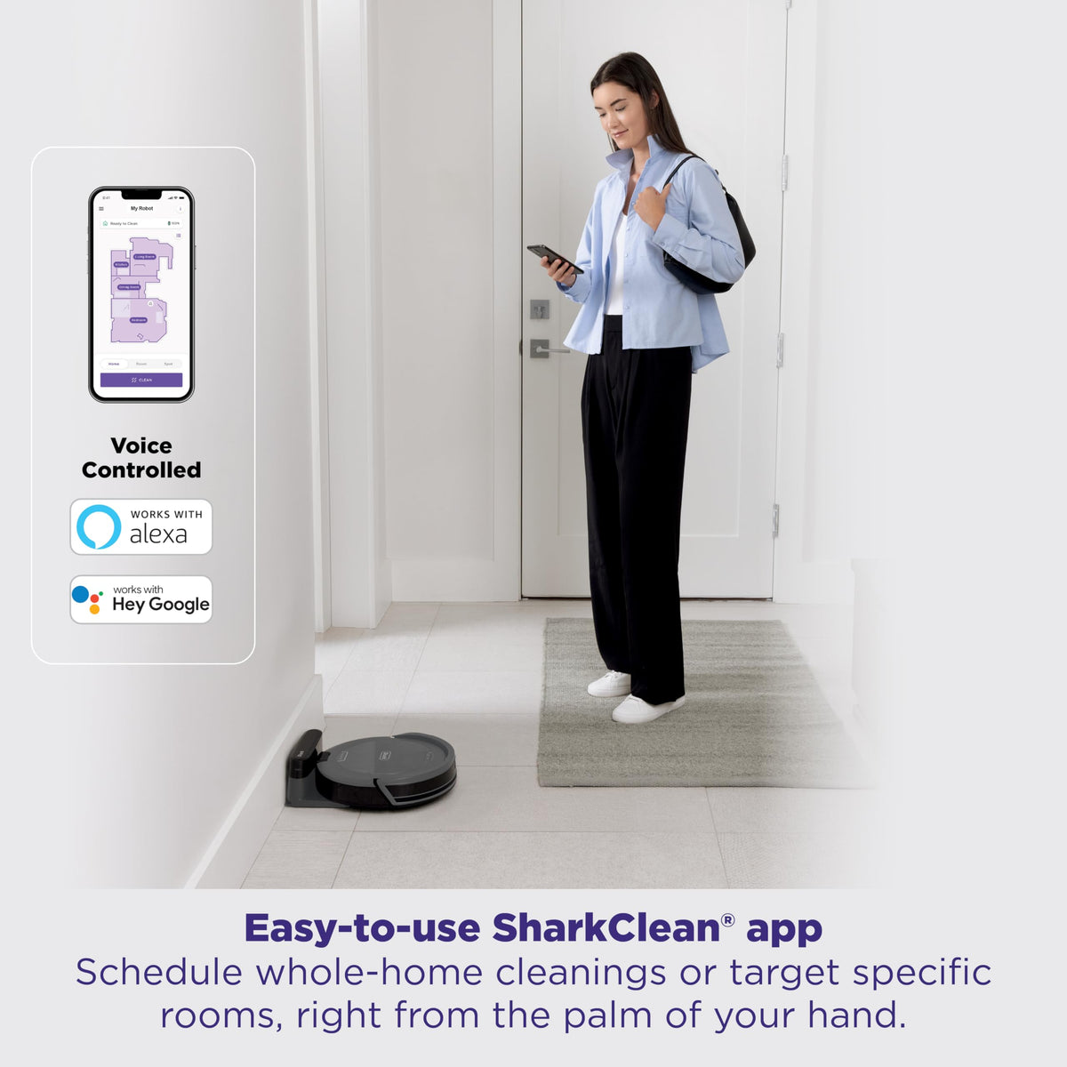 Shark Navigator Robot Vacuum, SmartPath Navigation, Steel Grey, RV2110