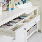 Martha Stewart Crafting Kids' Artwork Storage - Linen White: Wooden Art Supply Storage Cabinet with Drawers, Crafting Organization for Paper and Tools