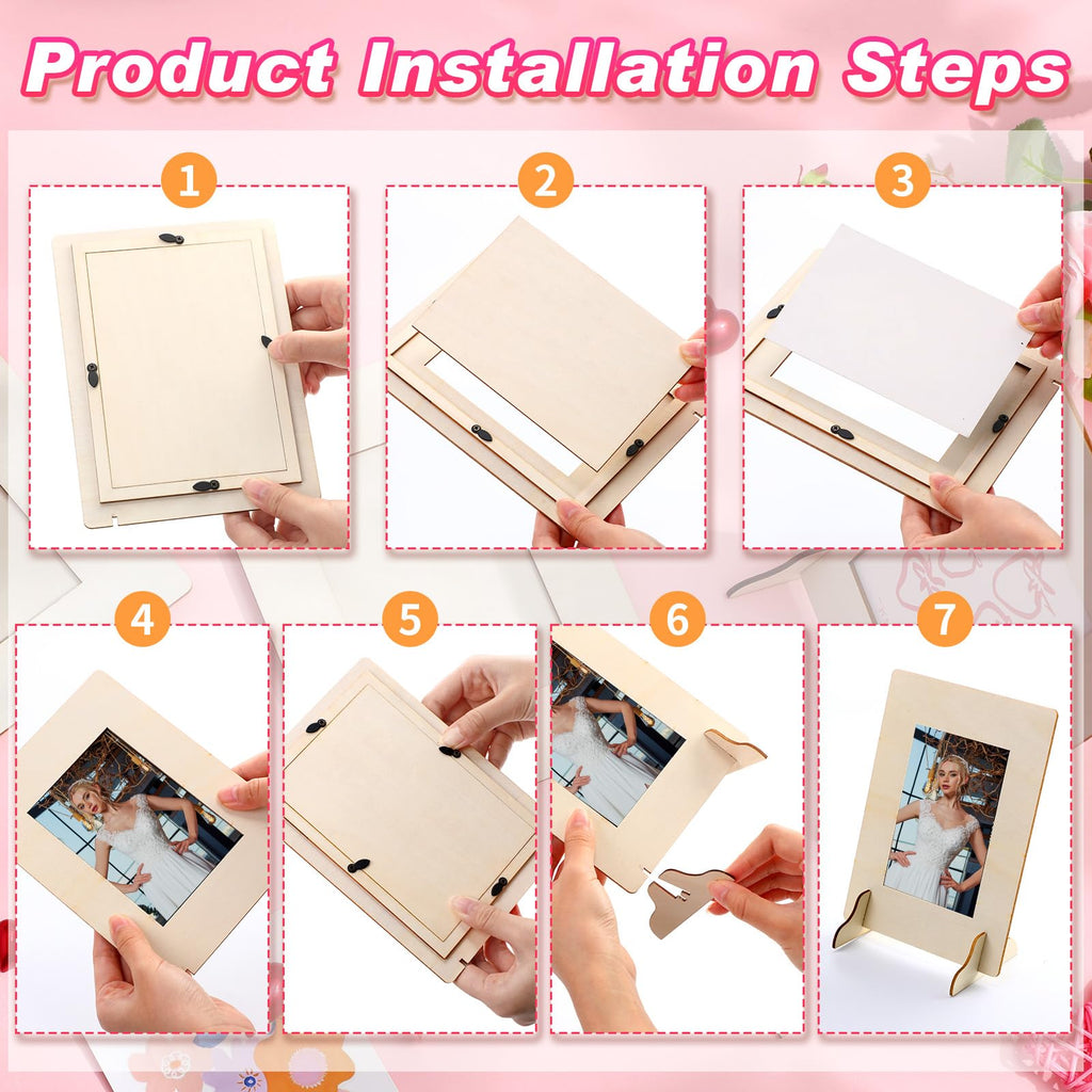 200 Pack DIY Wood Picture Frames for Craft, 4x6In Photos, Rectangle