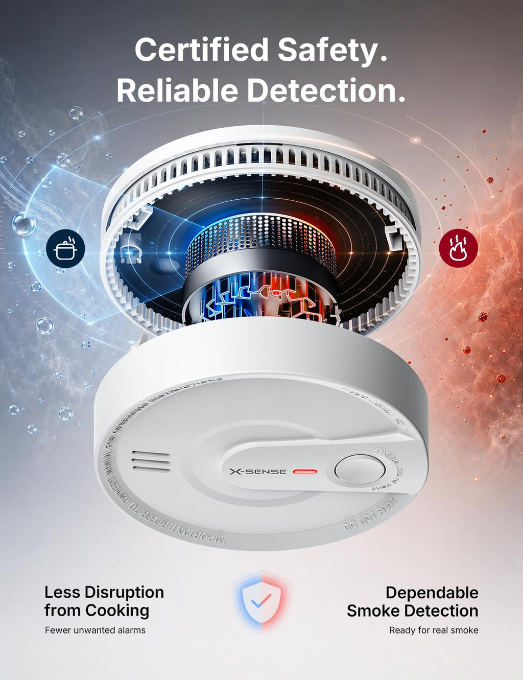X-Sense Interconnected Smoke Detector, 10-Year Battery, SD20-W, 6-Pack