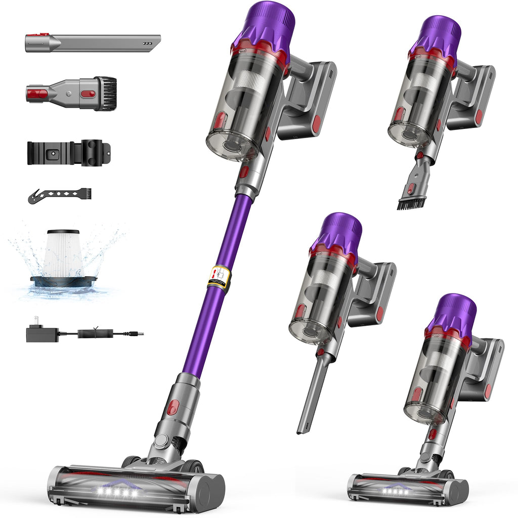Cordless Stick Vacuum Cleaner for Home: 550W 45KPa 55 Min Runtime,Powerful Suction with HEPA Filter, Anti-Tangle Brush,Rechargeable Battery,Lightweight Vacuum for Pet Hair,Carpets & Hard Floors