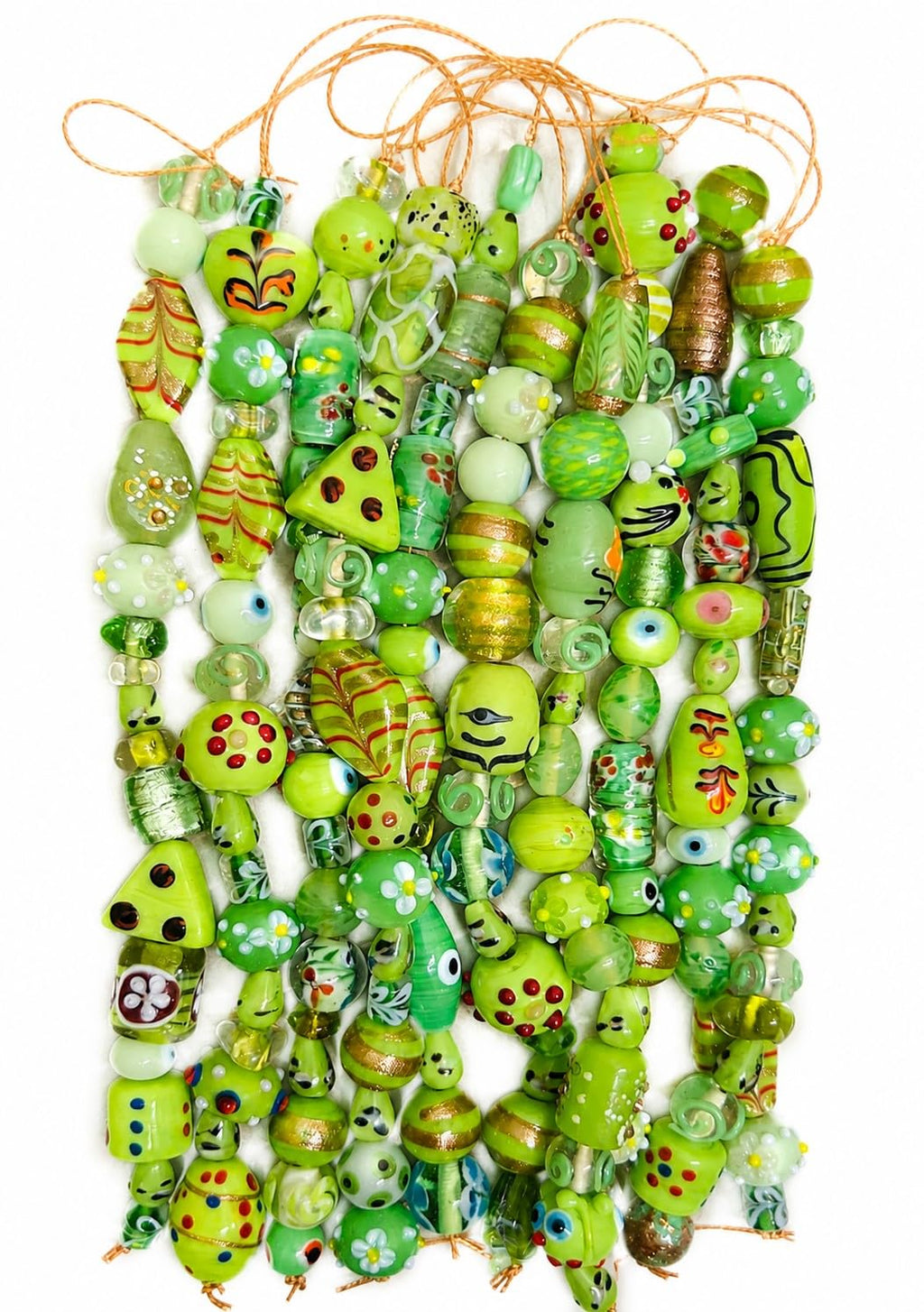 Lamp Work Handmade Glass Beads | Multi Style Glass Beads | 8” Strands | Colorful Artisan Beads for Jewelry Making | DIY Crafts & Beading Supplies (50, Strands)