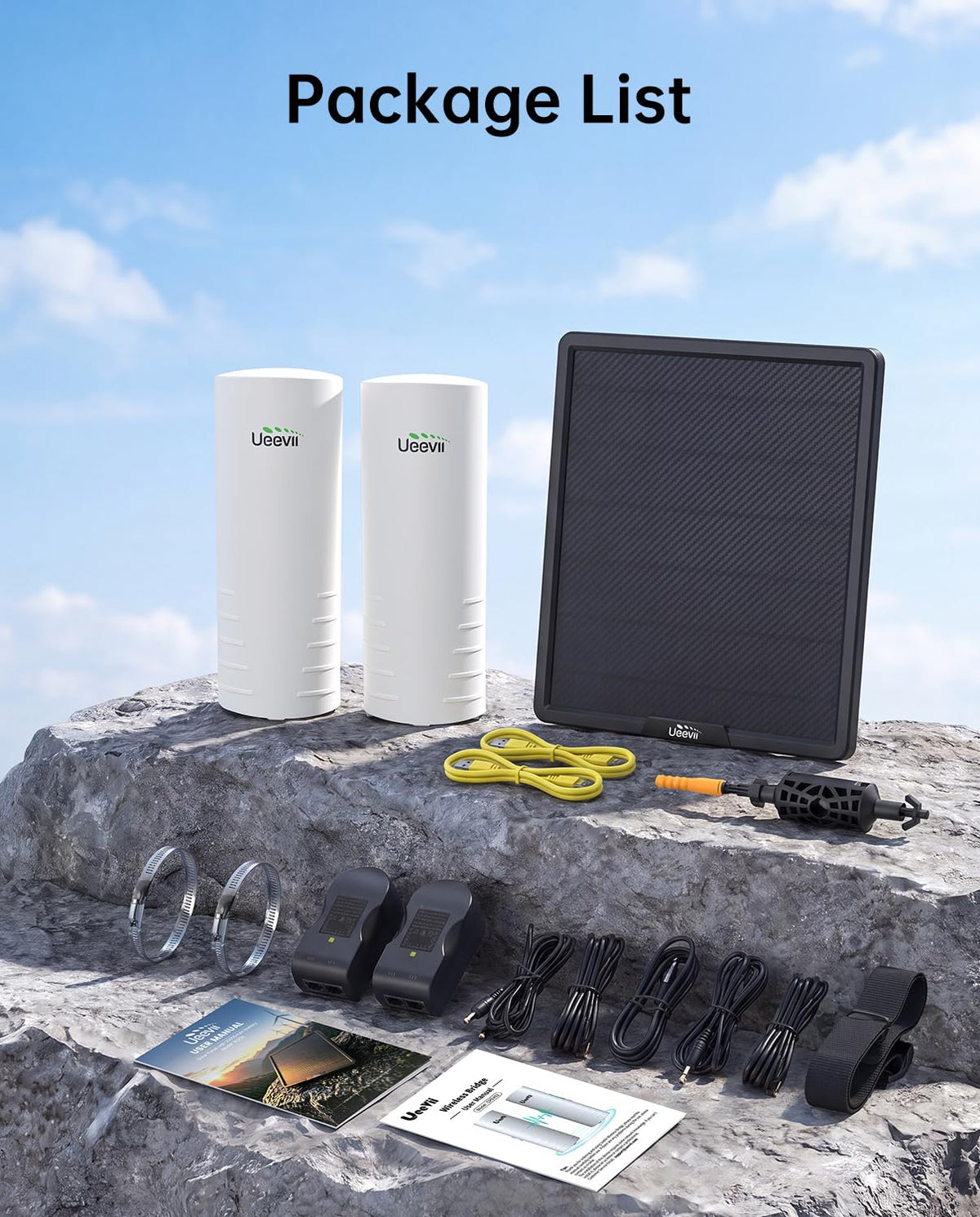 UeeVii 5.8G Point to Point Wireless Bridge Kit with Solar Panel CPE452