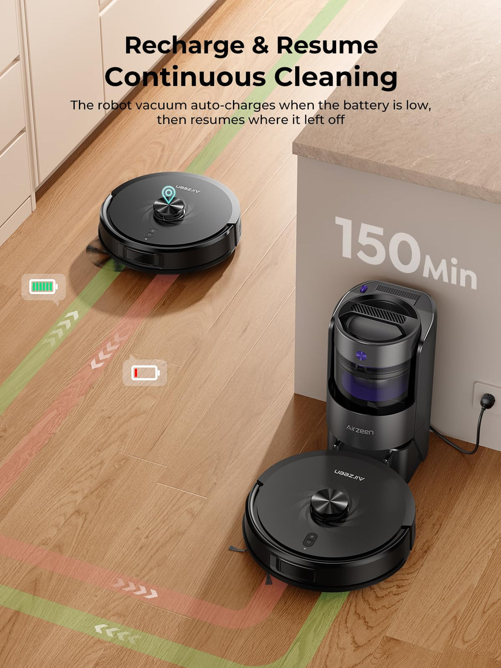 Airzeen Bagless Robot Vacuum and Mop Self-Emptying for Pet Hair/Carpet
