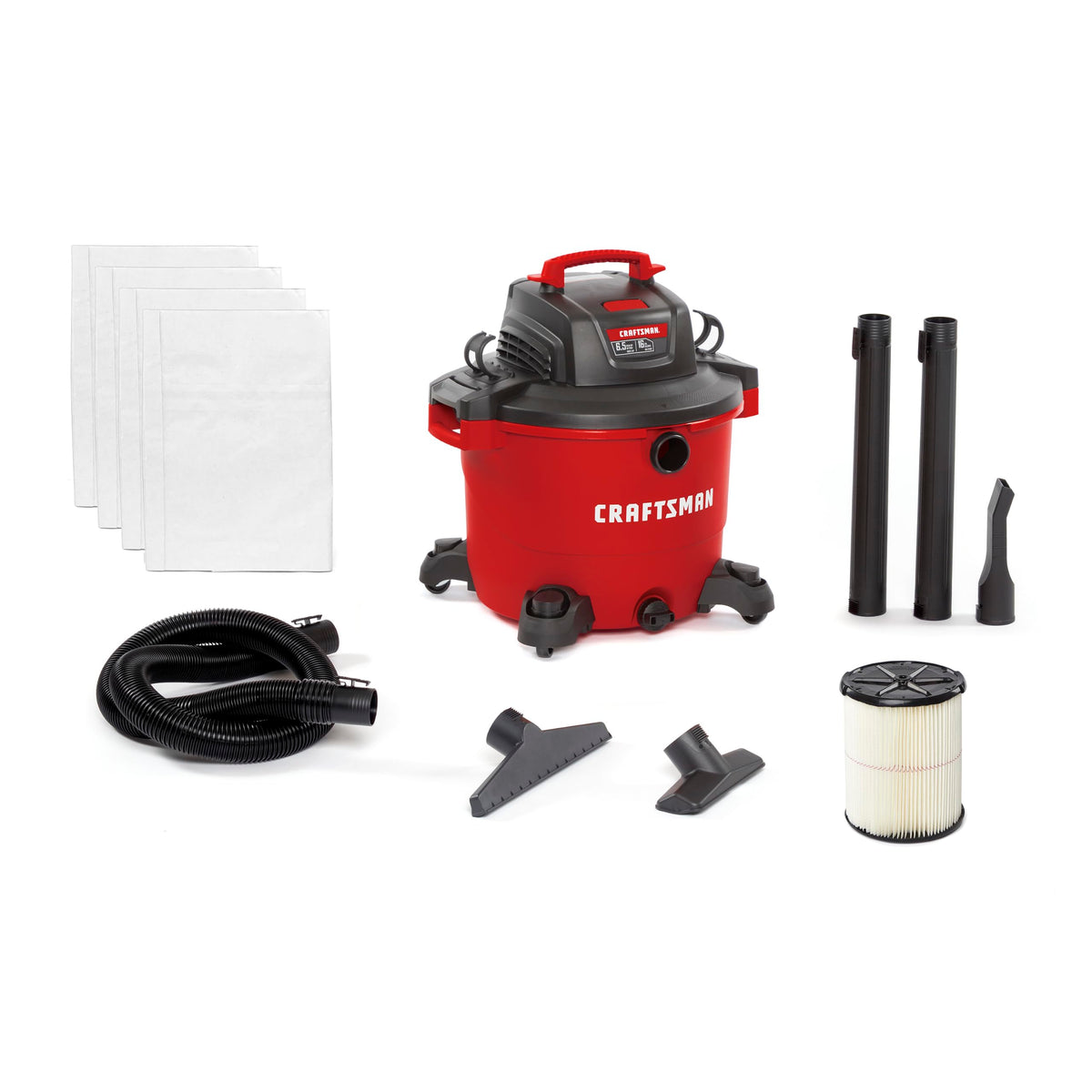 CRAFTSMAN CMXEVBE18695 16 Gallon 6.5 Peak HP Wet Dry Shop Vacuum