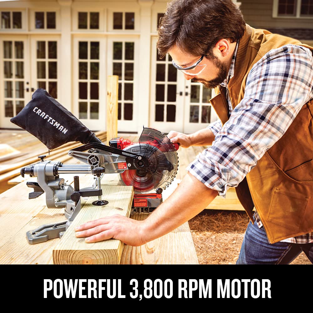 CRAFTSMAN V20 Cordless Sliding Miter Saw, 7-1/4 inch, Battery and Charger