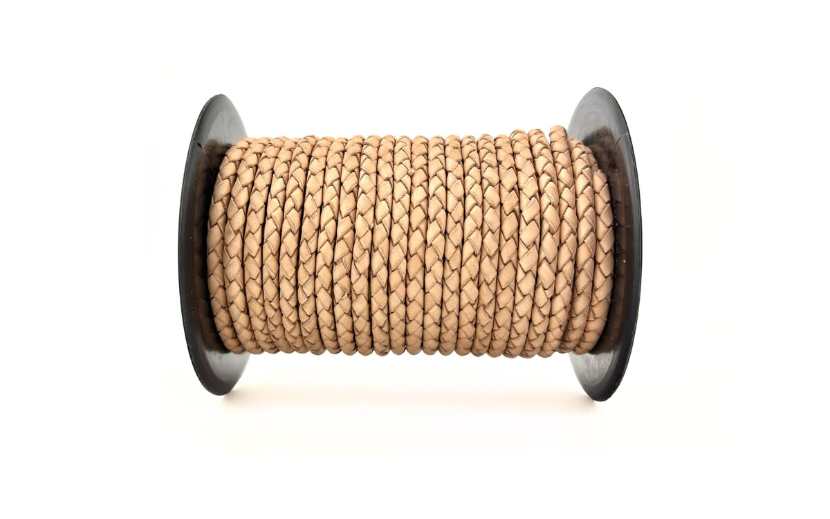 5mm Braided Leather Cord for Jewelry Making, Bracelets, Necklaces & Bolo Ties – Top Grain Leather, Flexible, Durable & Soft