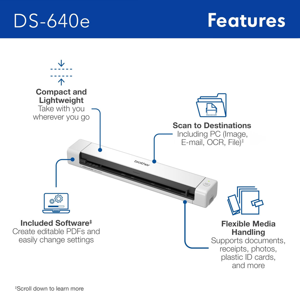 Brother DS-640e Compact Portable Document Scanner