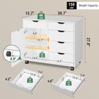 DEVAISE 5-Drawer Wood Office Cabinet, Craft Storage Cabinet, White