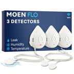 Moen 920-005 Flo Smart Water Leak Detector, White, 3-Pack with 3-Pack 6-Foot Leak Sensing Cable