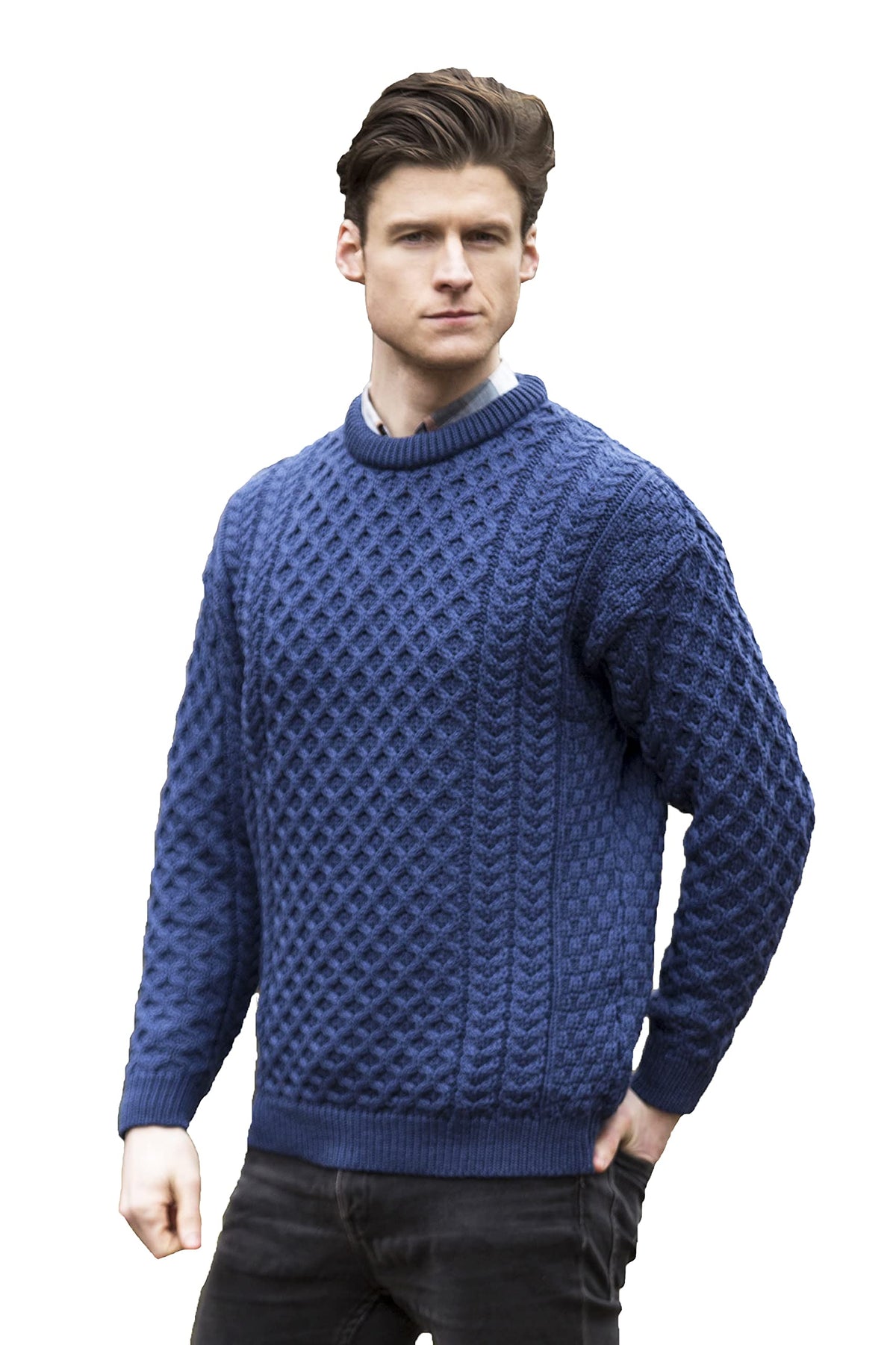 Aran Crafts Irish Unisex Cable Knit Merino Wool Sweater (C1949)