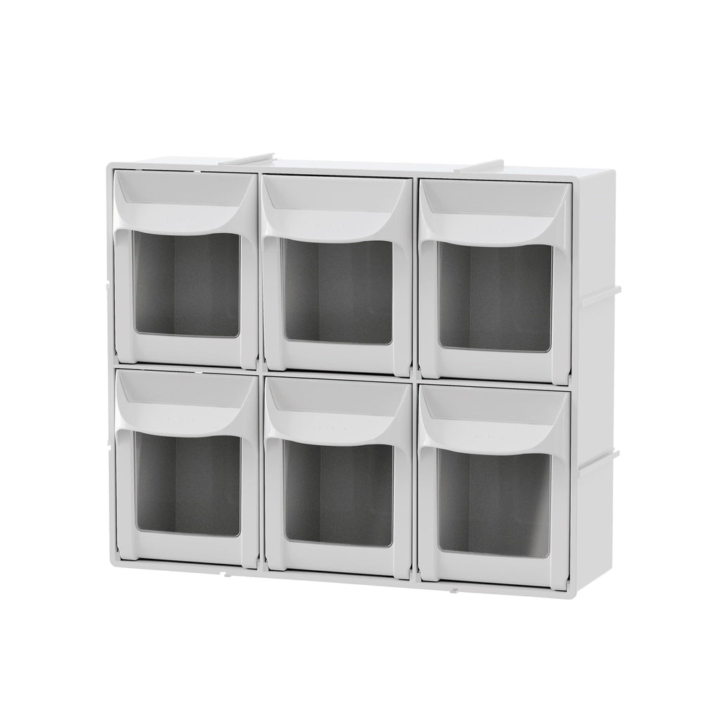 Simply Tidy 6-Drawer Tip-Out Storage Bin – Wall-Mountable Craft Organizer with Clear Windows, Interlocking Tracks & Label Inserts, 8 Pack