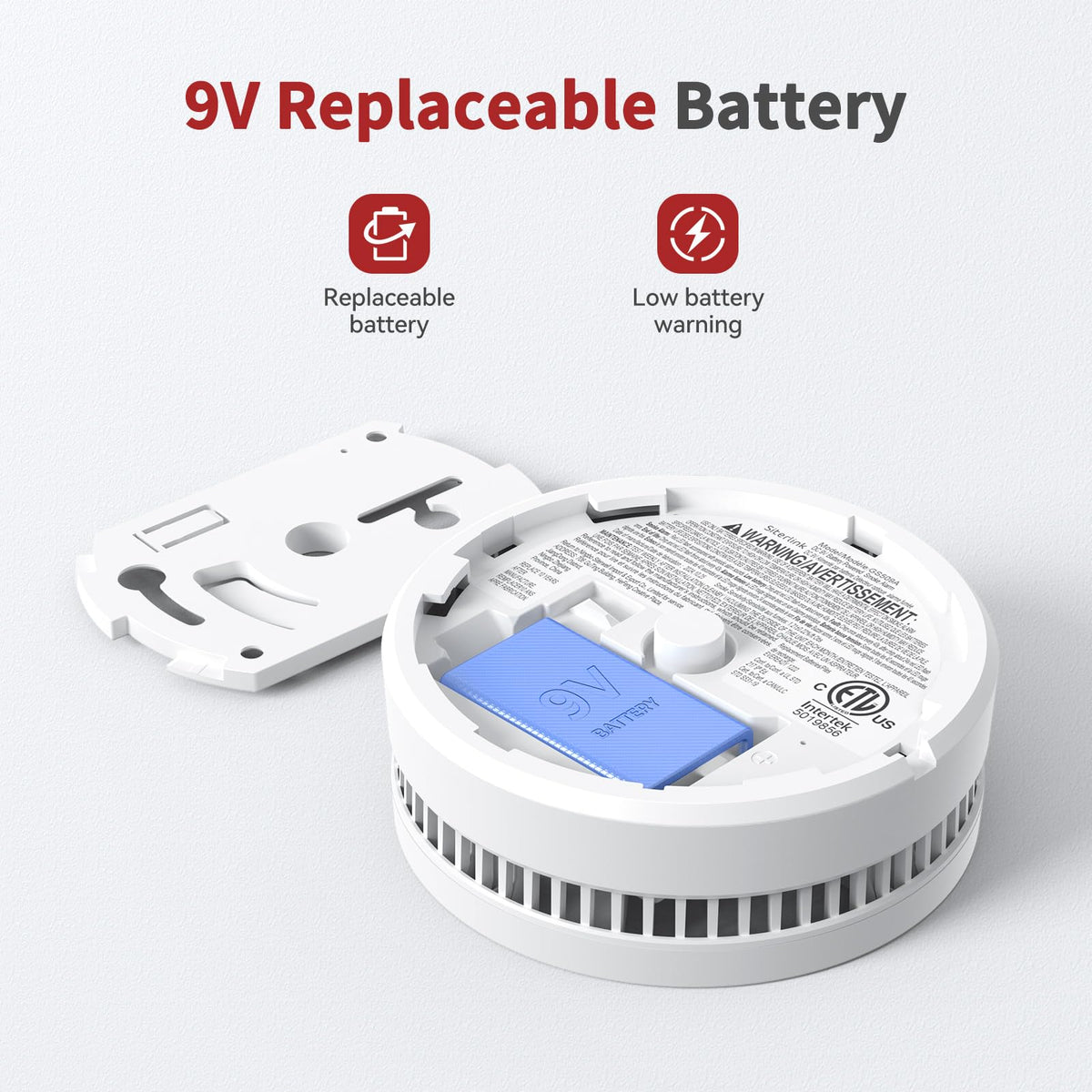 SITERLINK Smoke Detectors with 9V Replaceable Battery UL217 GS509A 10 Pack