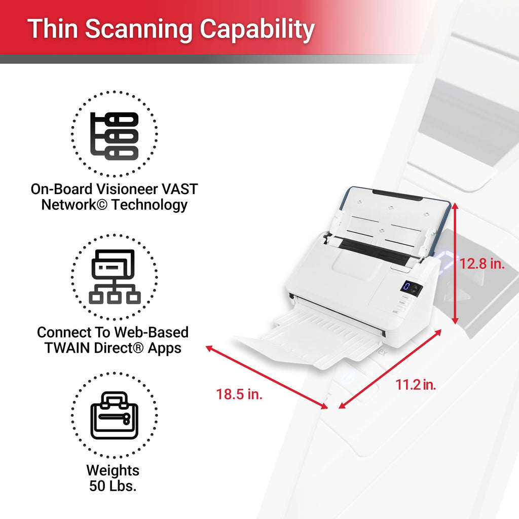 Xerox Visioneer Xerox D35 Scanner, USB Office Document Scanner for PC and Mac, 45 PPM, Automatic Document Feeder (ADF), White
