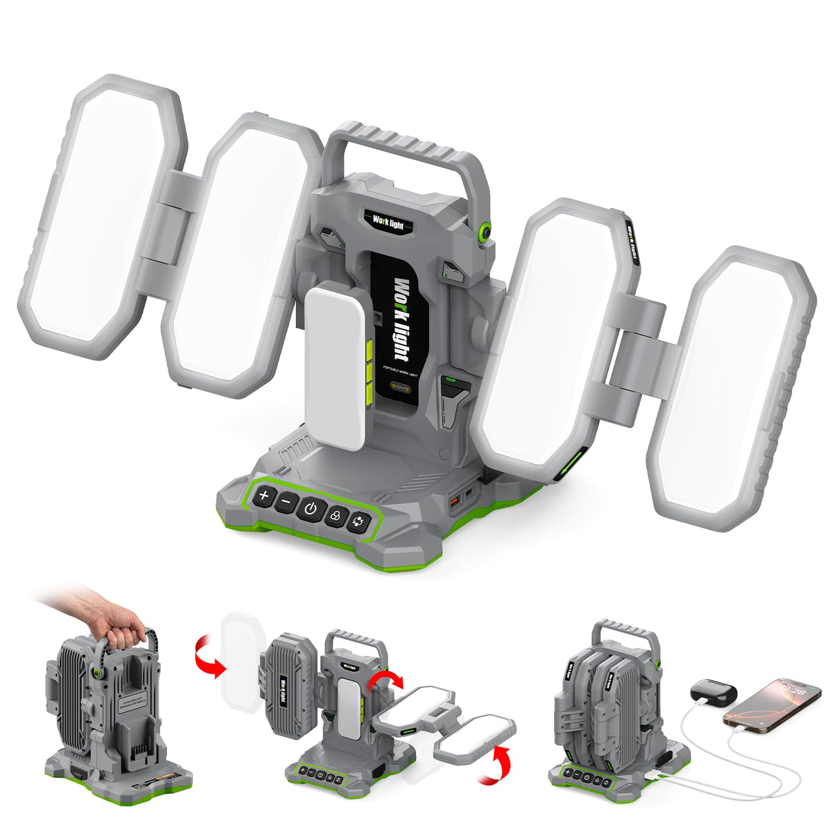 10000LM LED Work Light Compatible with Craftsman 20V Battery