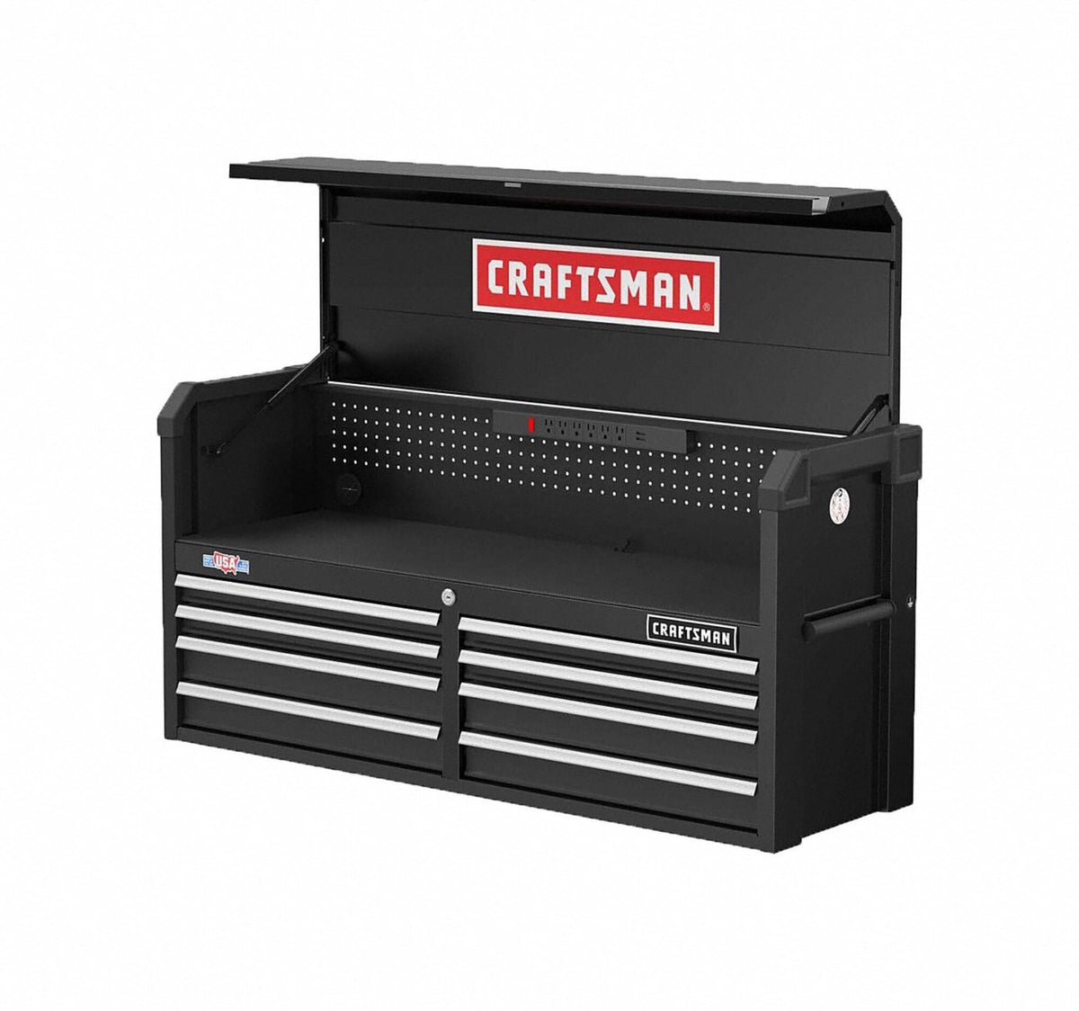 CRAFTSMAN S2000 52" 8-Drawer Tool Storage Chest with Light and Divider, Black (CMST35282BK)