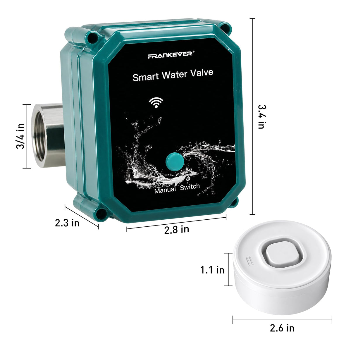 Smart Water Leak Protection Kit: Smart Water Valve + 3 Smart Leak Detector
