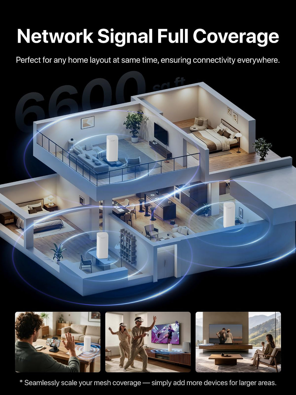 Tenda ME6 Pro BE5100 WiFi 7 Mesh System, 3-Pack, Whole Home WiFi Router Kit