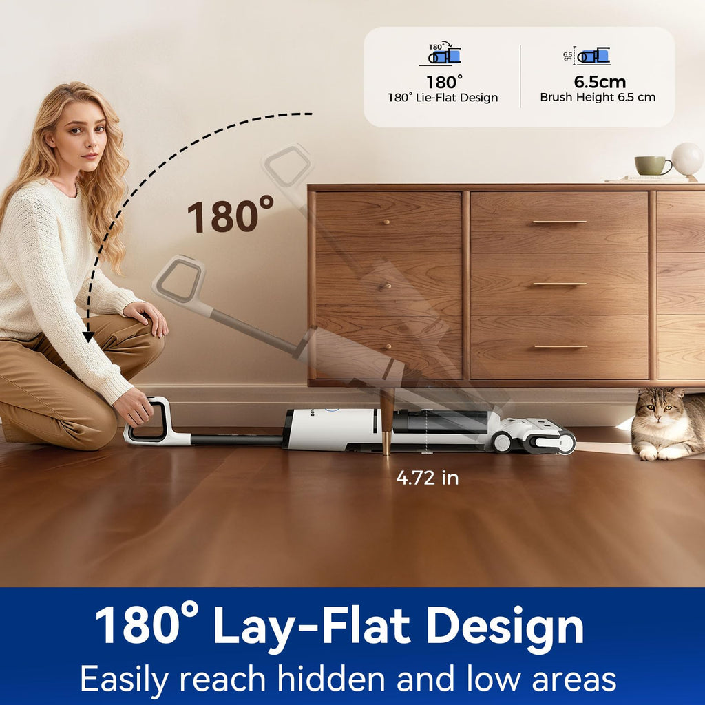 Wet Dry Vacuum Cleaner,22KPa Wet Dry Vacuum Mop with Self-Cleaning,Cordless Vacuum Mop All in One,Up to 75 Mins Runtime,One-Step Self Cleaning,Anti-Tangle Design,SmoothDrive Tech,Lightweight