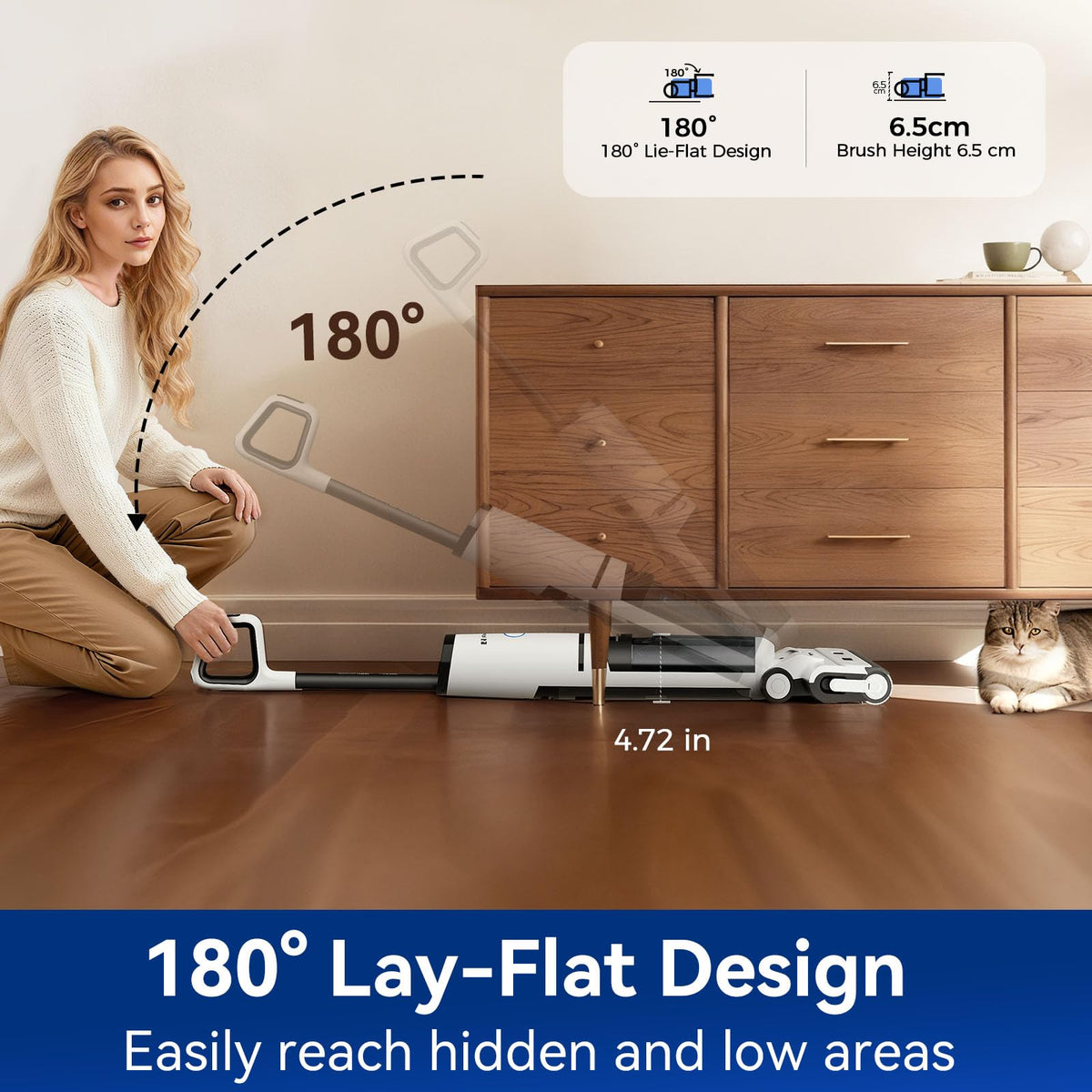 Wet Dry Vacuum Cleaner,22KPa Wet Dry Vacuum Mop with Self-Cleaning,Cordless Vacuum Mop All in One,Up to 75 Mins Runtime,One-Step Self Cleaning,Anti-Tangle Design,SmoothDrive Tech,Lightweight
