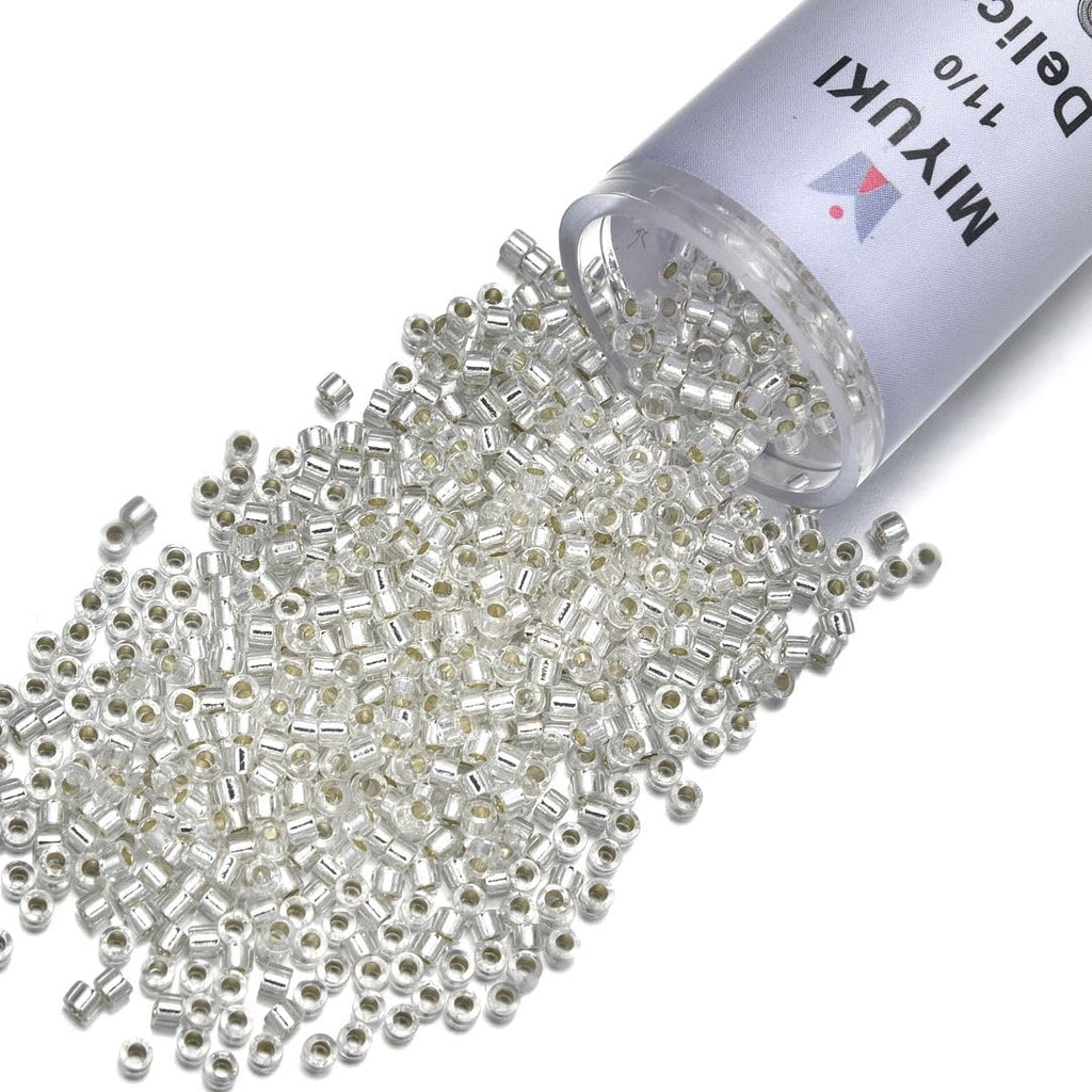 30g Miyuki Delica 11/0 Seed Beads, Translucent 24Kt Gold-Lined Opal DB230