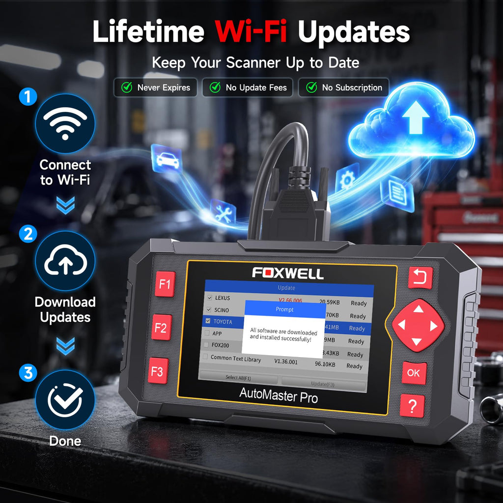 FOXWELL OBD2 Scanner Diagnostic Tool NT604, ABS/SRS/Transmission/Check Engine Code Reader for Cars and Trucks, 2026 diagnostic scanner for all vehicles, EN/ES Ver., Lifetime Update, Live Data, AutoVIN