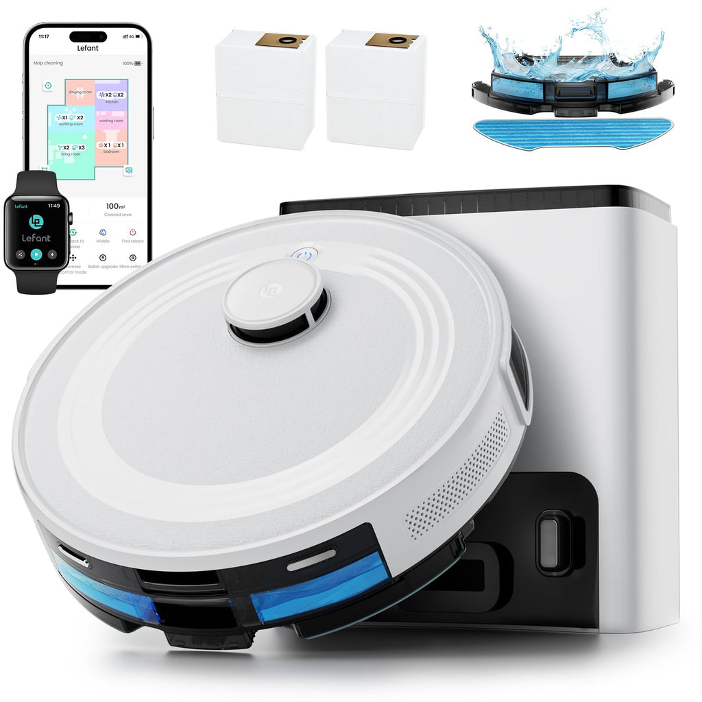 Lefant Robot Vacuum and Mop Combo, 75-Days Self-Emptyin, 140 Min, M2 Plus"
