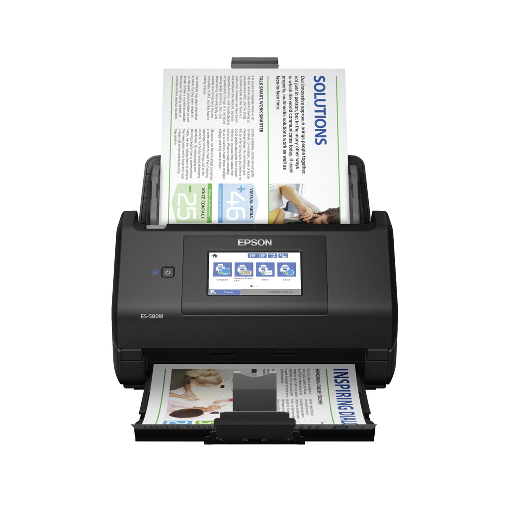 Epson Workforce ES-590W Wireless & USB High-Speed AI & Cloud Ready Desktop Color Duplex Document Scanner for Mac & PC, up to 45 ppm, Large 4.3" Color Touchscreen, 100-Page Auto Document Feeder