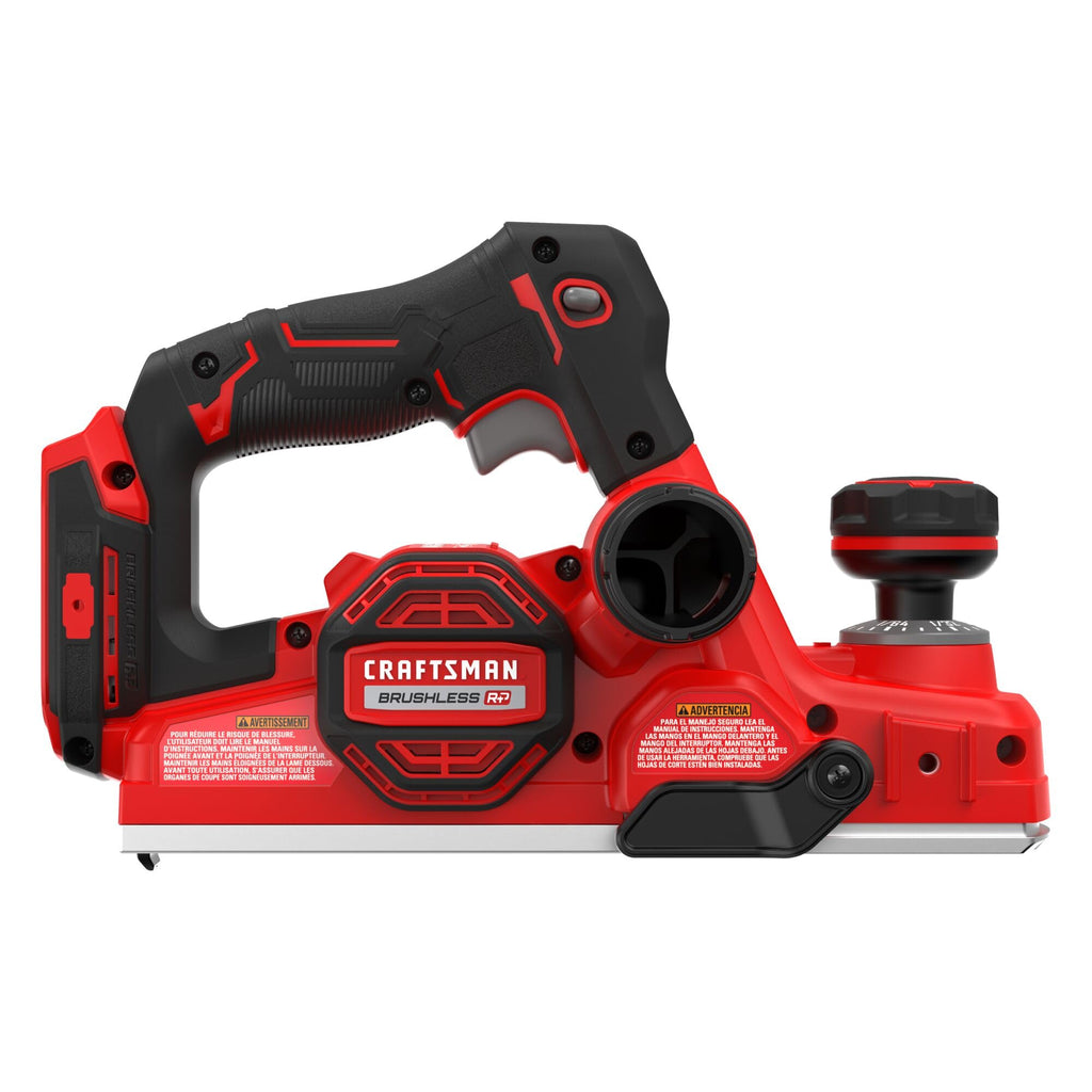 CRAFTSMAN V20 Cordless Brushless Hand Planer, 3-1/4 In. Fast Cutting Wood Planer with Dust Bag, Up to 15,000 RPM, Tool Only (CMCW350B)