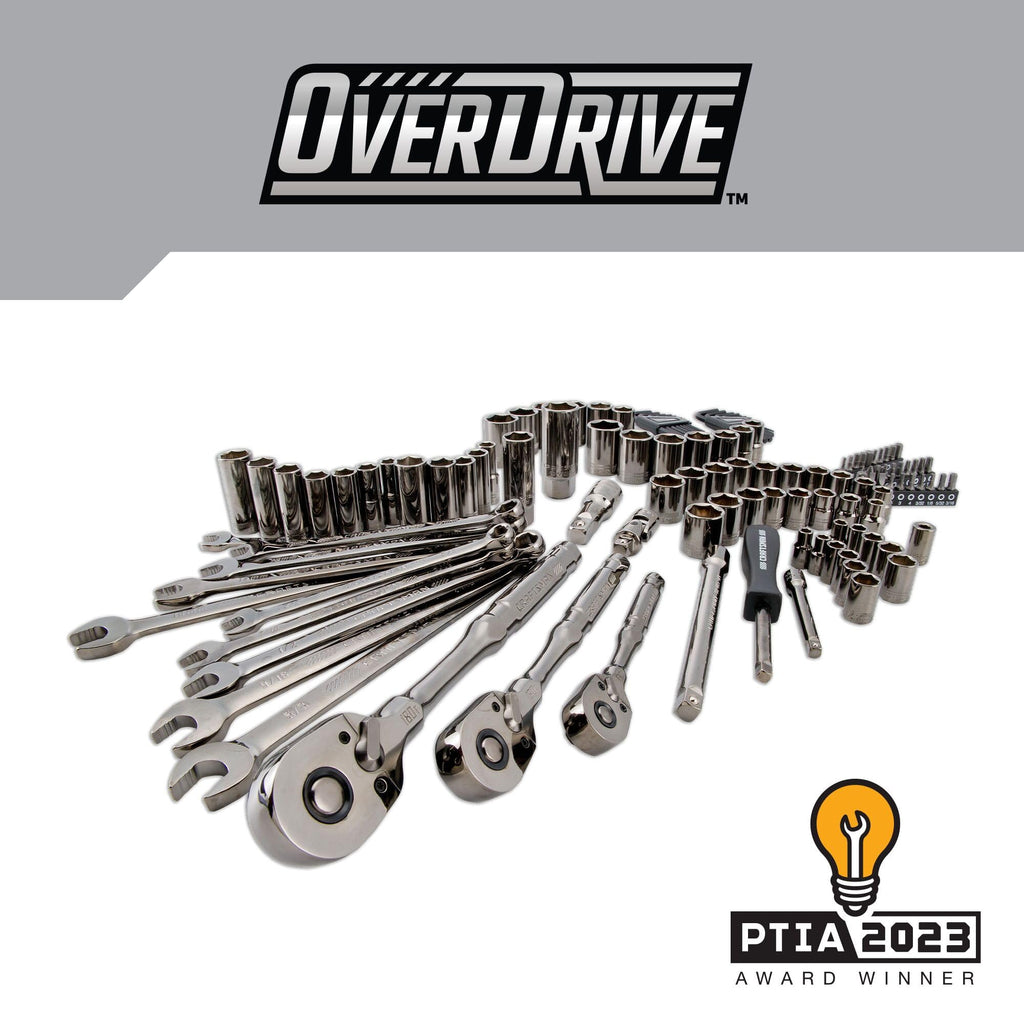 CRAFTSMAN OVERDRIVE 121-Piece Gunmetal Chrome Mechanics Tool Set, Standard SAE/Metric Socket Set, with Hard Case (CMMT99121L)