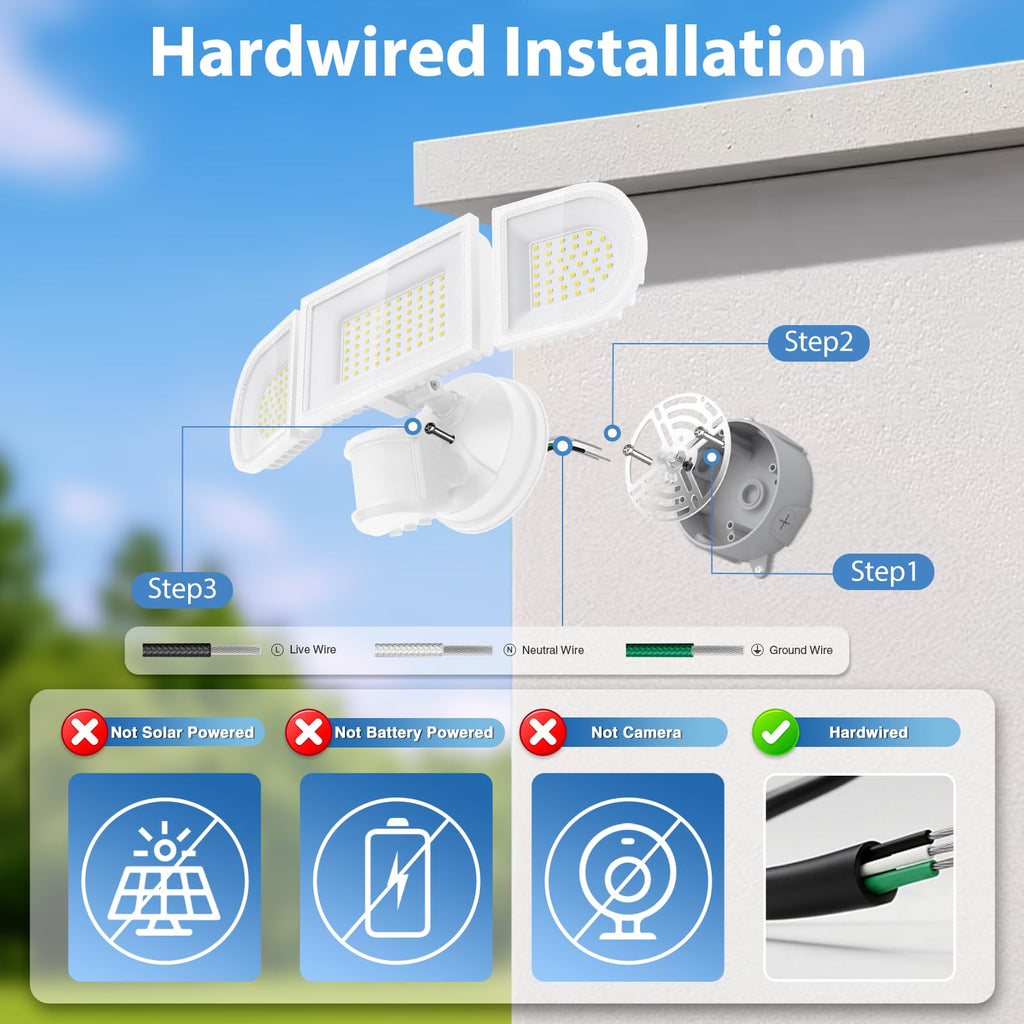 150W Motion Sensor Lights Outdoor for Outside, 15000LM LED Flood Lights Outdoor Wired Dusk to Dawn, Exterior Security Floodlight Fixture Waterproof IP65, Outdoor Lighting for House, Garage 2 Pack