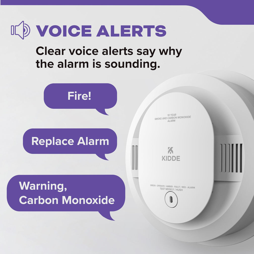 Kidde Smoke & CO Detector, Hardwired & 10-Year Battery, 30CUA10-V, 3 Pack