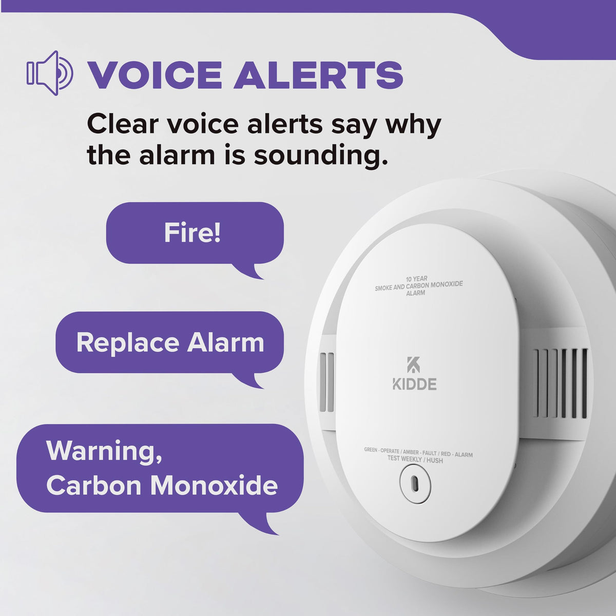 Kidde Smoke & CO Detector, Hardwired & 10-Year Battery, 30CUA10-V, 3 Pack