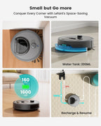 Lefant Robot Vacuum and Mop, Smart Mapping and Obstacle Avoidance, Tangle-Free Pet Hair, 2.4G/5G WiFi App Control, Slim Design for Wider Coverage, Carpet Detection, M330 Pro, Grey