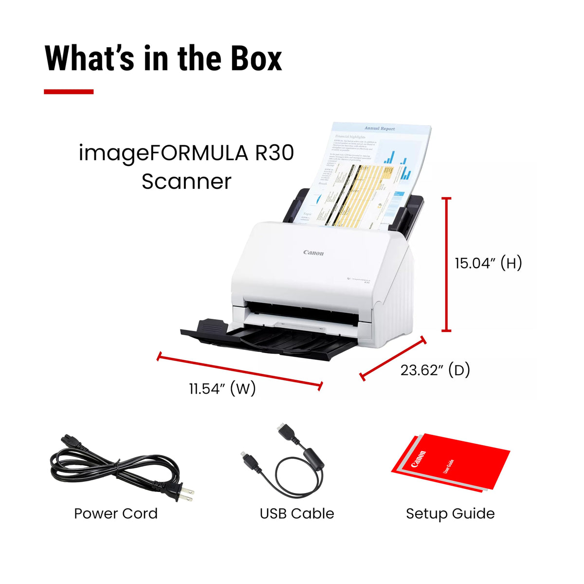 Canon imageFORMULA R30 - Office Document Scanner, Auto Document Feeder, Duplex Scanning, Plug-and-Scan Capability, No Software Installation Required