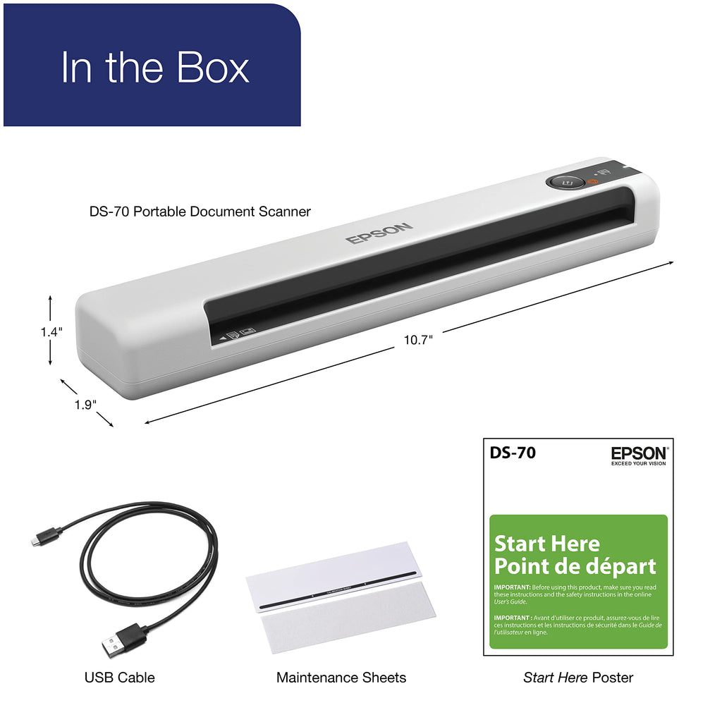 Epson DS-70 Portable Document Scanner Mobile Single-Sheet Scanner