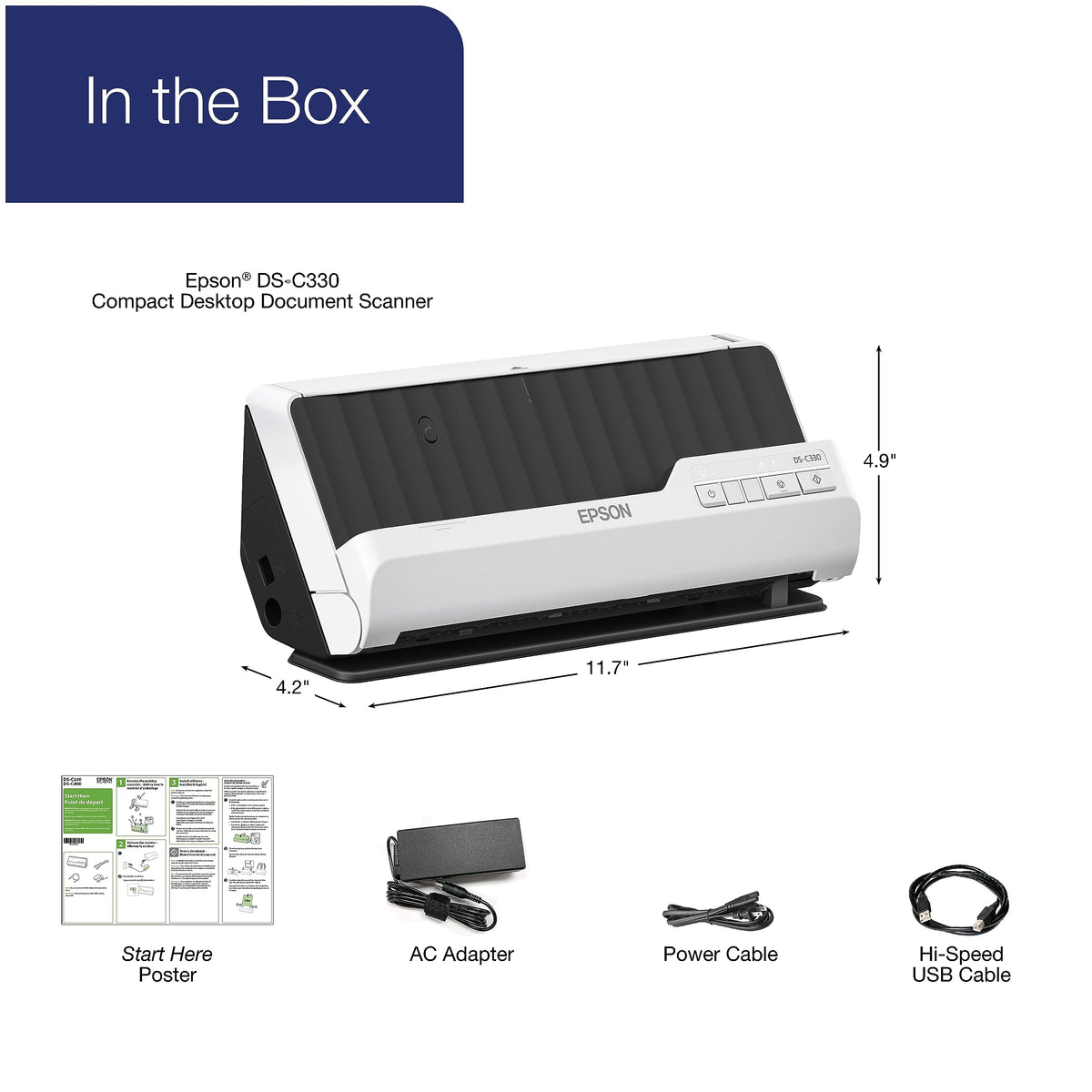 Epson DS-C330 Compact Desktop Document Scanner 20-Page Auto Feeder