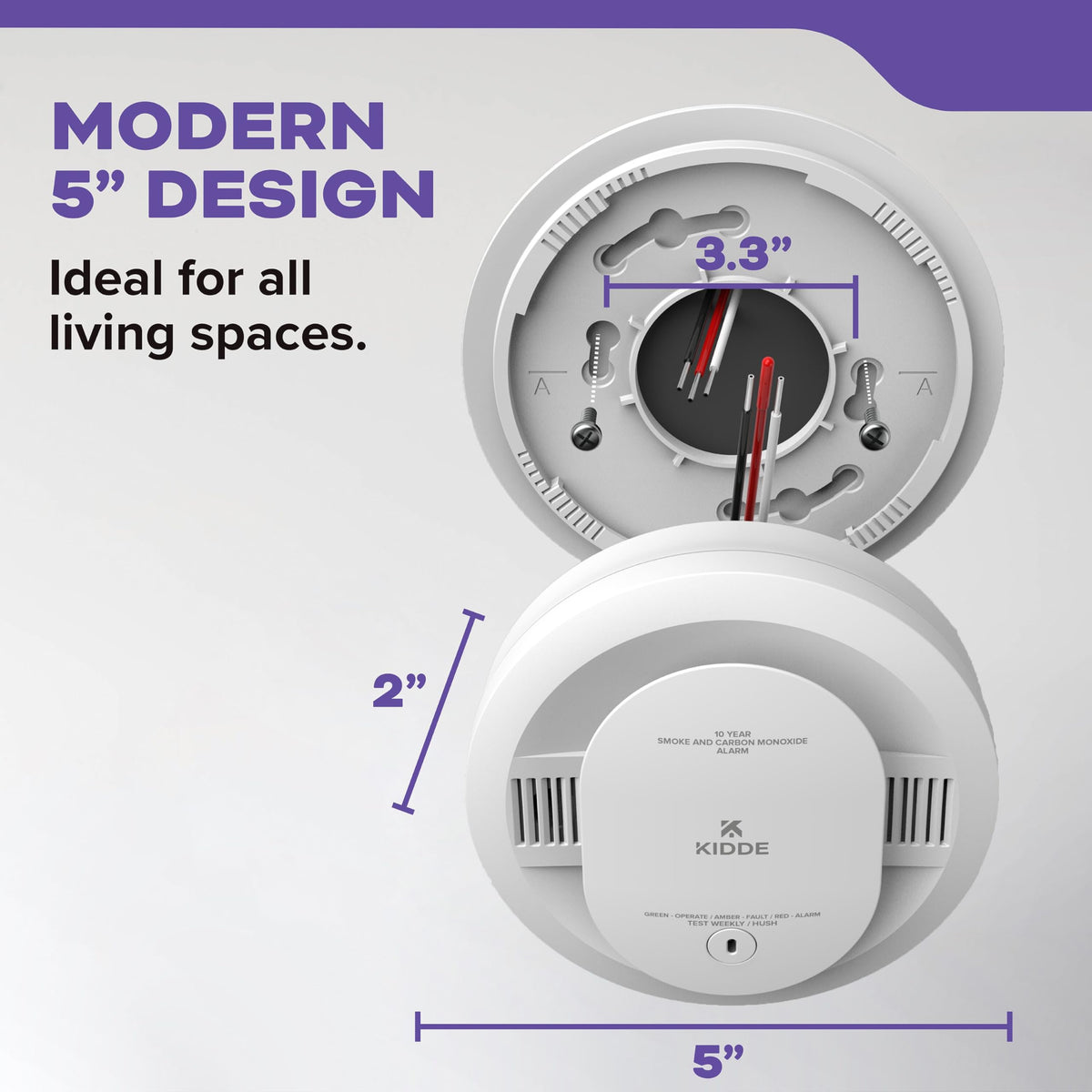 Kidde Smoke & CO Detector, Hardwired & 10-Year Battery, 30CUA10-V, 3 Pack