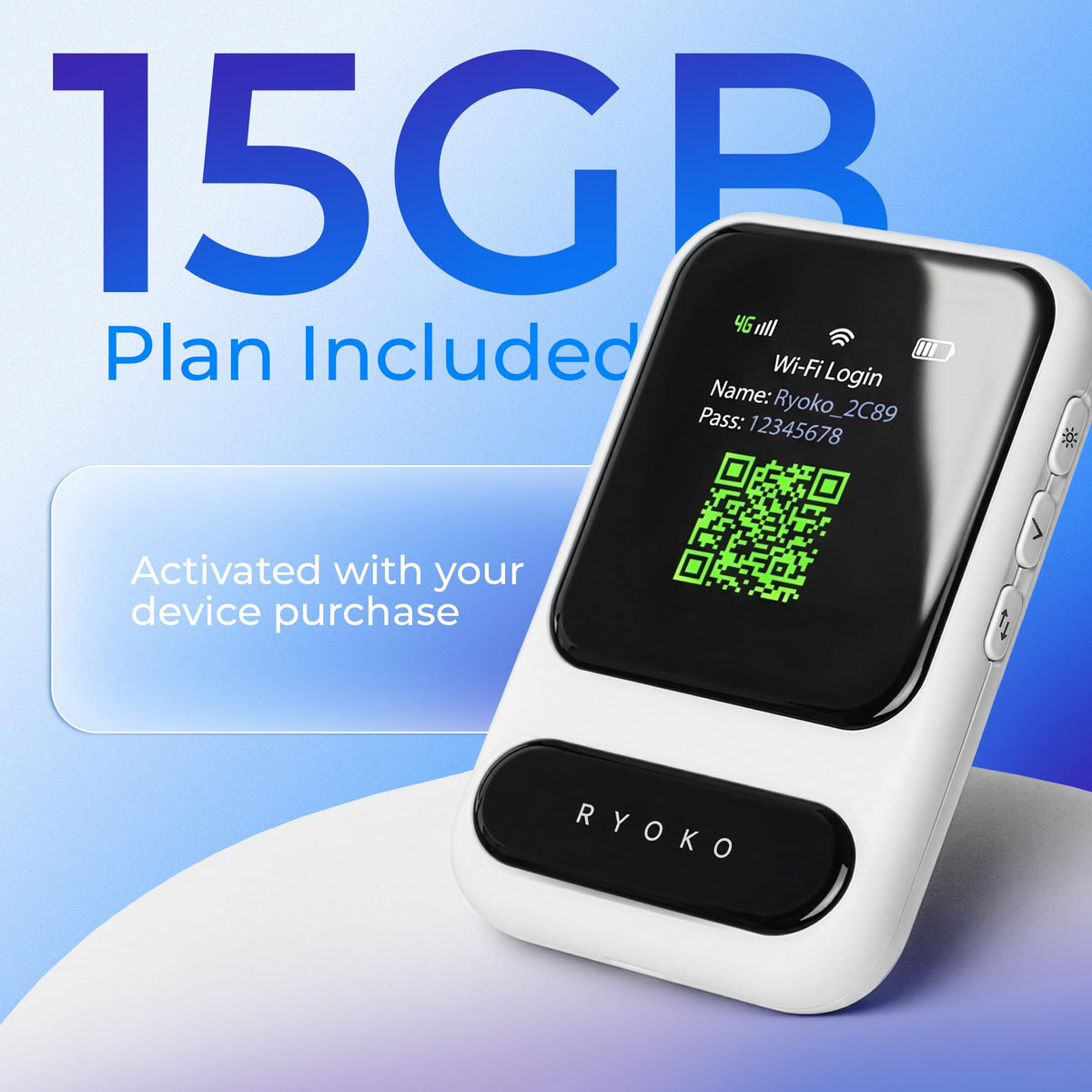 Ryoko Pro Portable WiFi Travel Router, 15GB Free Data