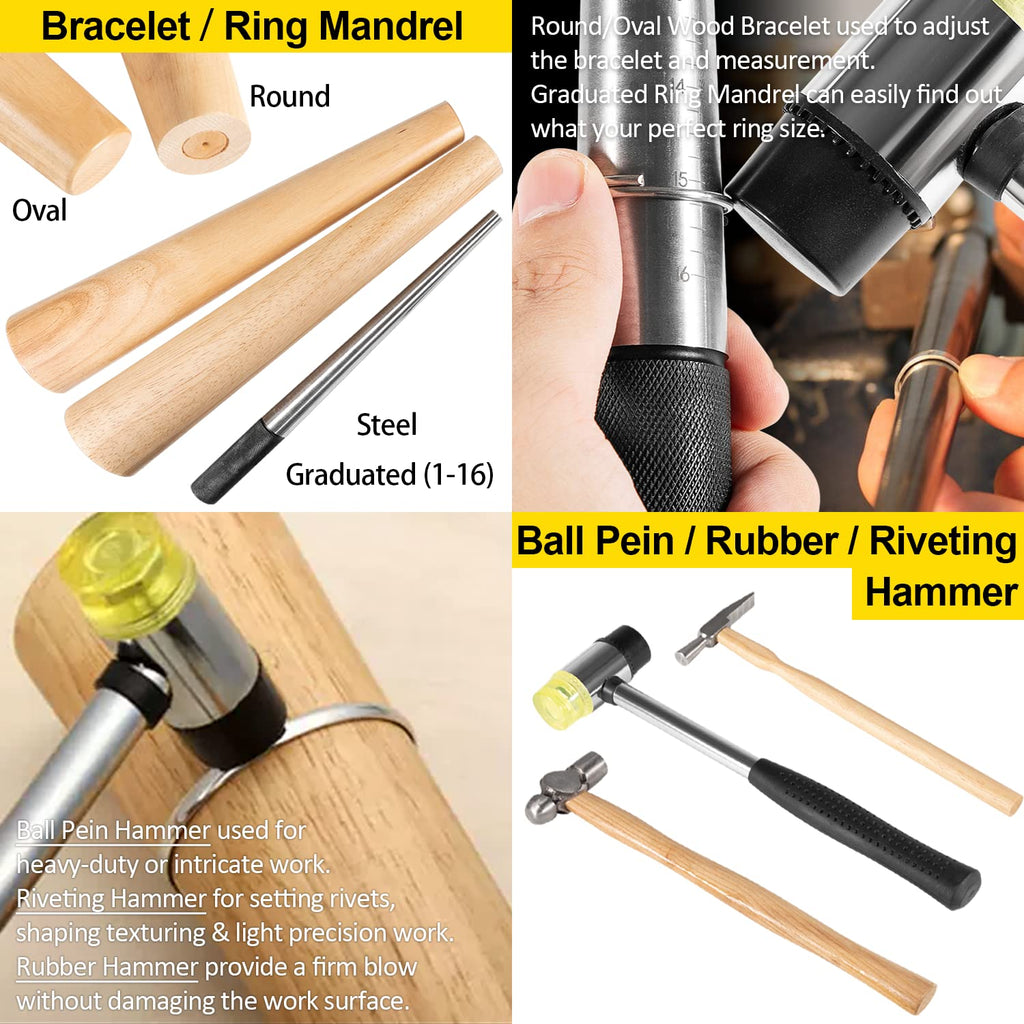 LAIKOU Metalsmith Tools Kit Beginners - Apprentice Metalsmithing Jewelry Making Tool Set - Professional Jeweler Repair DIY Working Tool Set