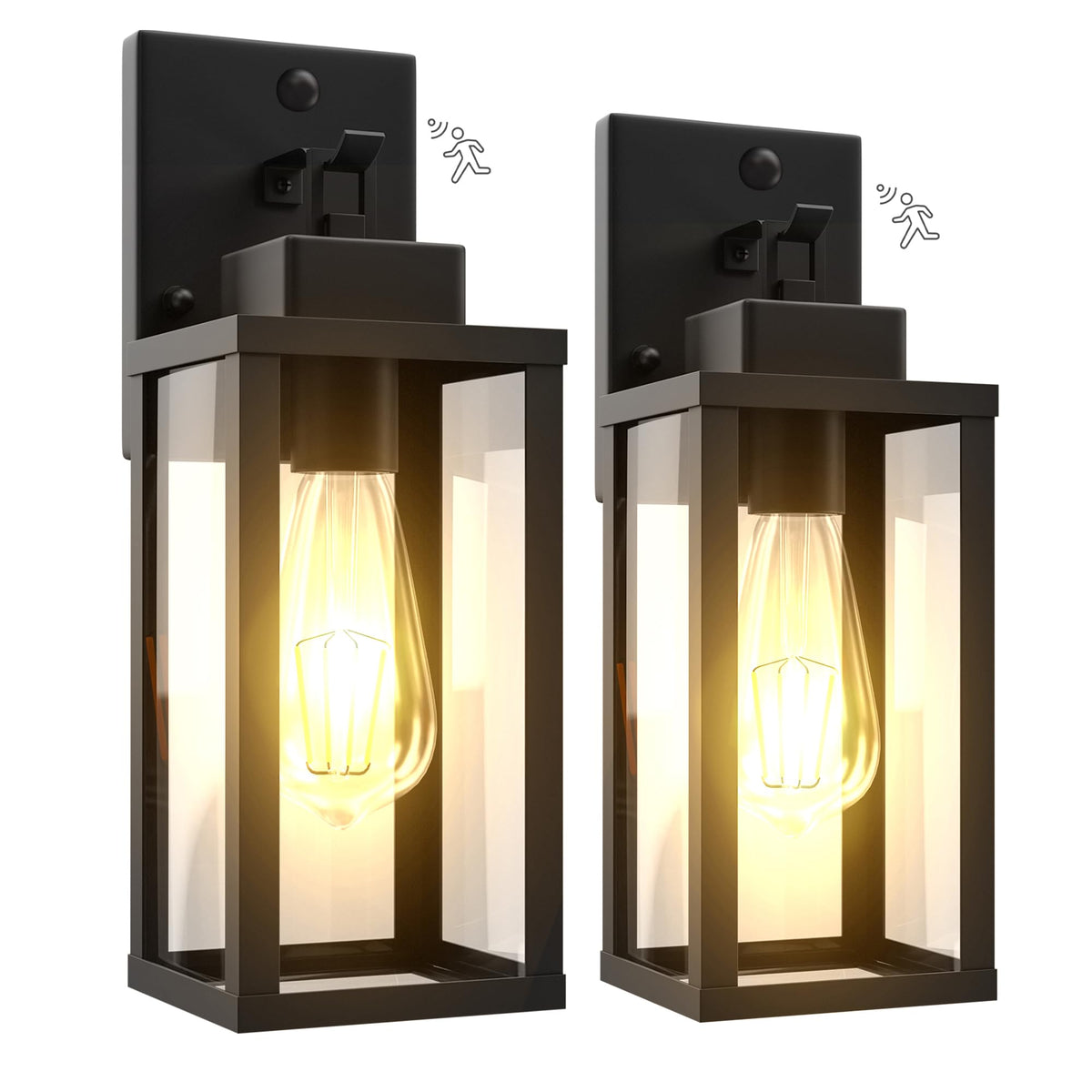 20 Inch Motion Sensor Dawn to Dusk Outdoor Sensor Light Fixture Anti-Rust Exterior Wall Lighting Waterproof Outdoor Wall Lantern for Porch Patio Front Door Garage - 2 Pack