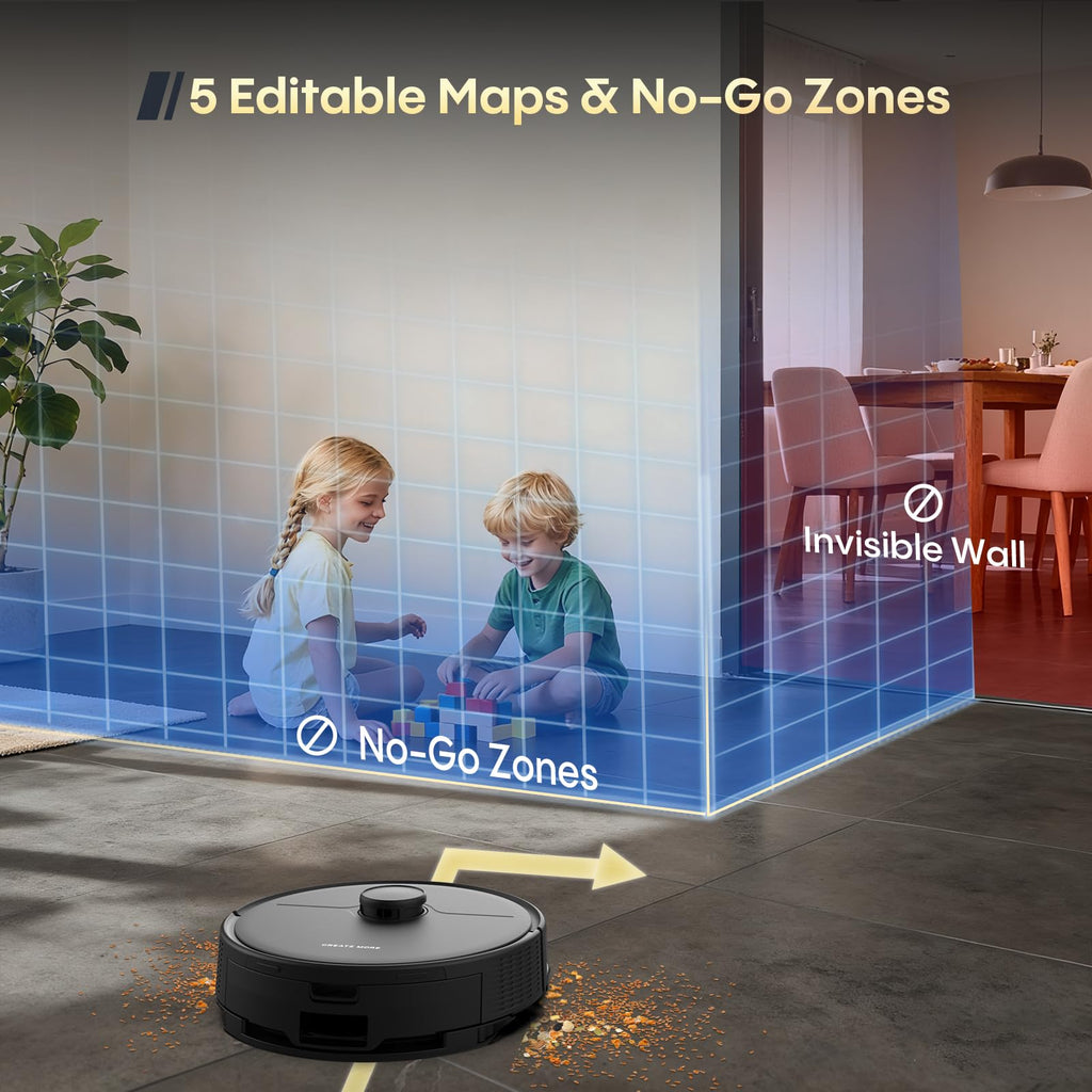 Robot Vacuum and Mop with Self-Emptying Station, 90 Days Hands-Free Robotic Vacuum Cleaner, 10000Pa Super Suction, LiDAR Navigation, Smart Mapping, WiFi/App/Voice Control for Home Pet Hair Hard Floors