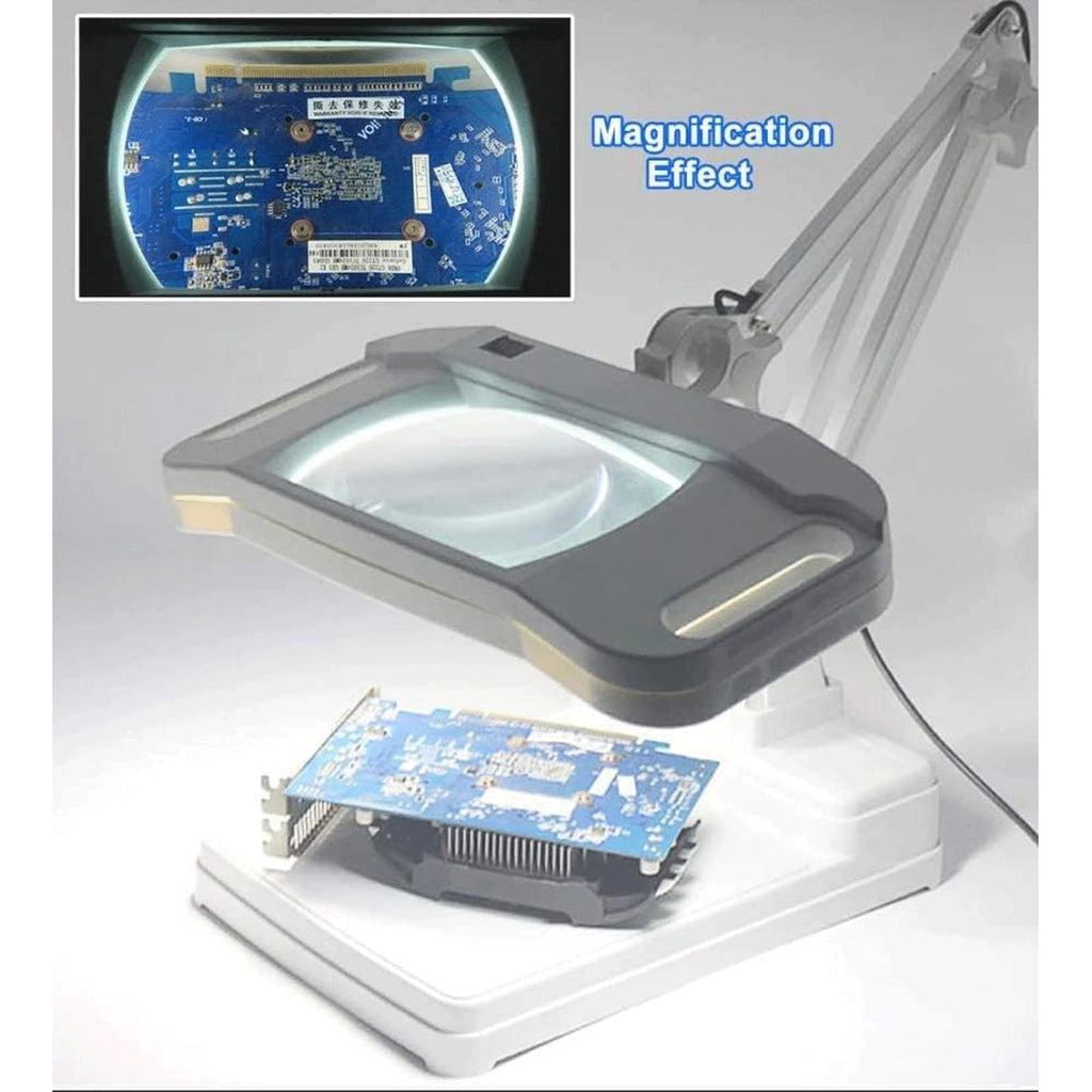 Tabletop Foldable Magnifying Glass with LED Light Standing Design Needlework Sewing Loupe for Beading & Jewelry Making